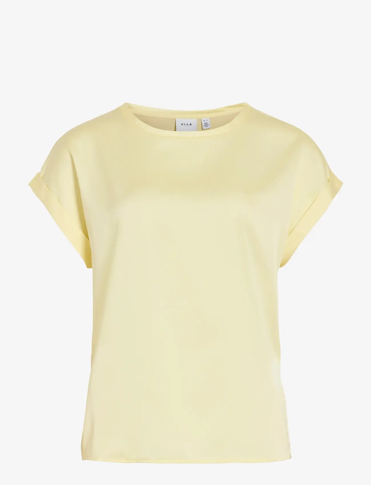 Vila - VIELLETTE S/S SATIN TOP - NOOS - kortærmede bluser - pastel yellow - 1