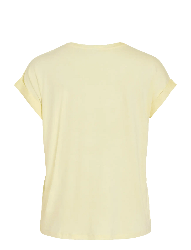 Vila - VIELLETTE S/S SATIN TOP - NOOS - kortærmede bluser - pastel yellow - 2