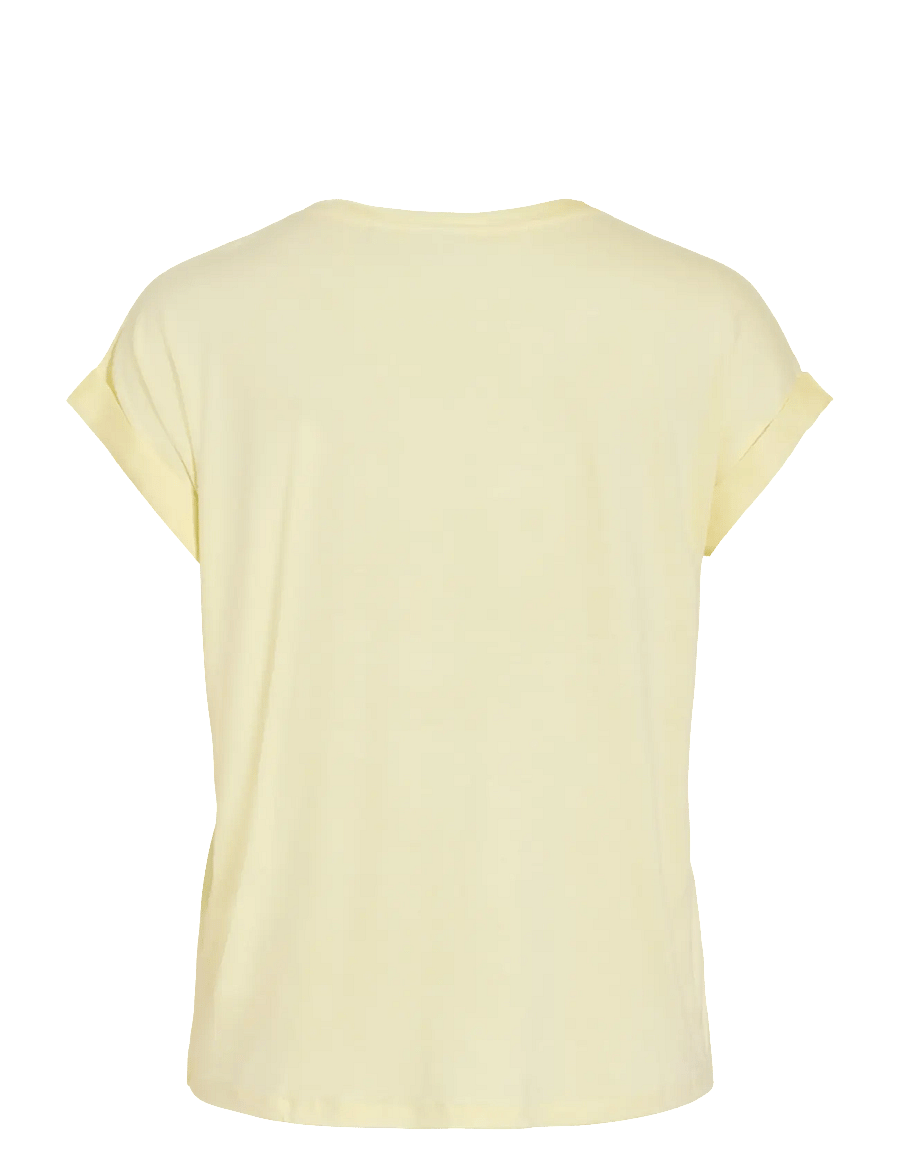 Vila - VIELLETTE S/S SATIN TOP - NOOS - kortærmede bluser - pastel yellow - 2