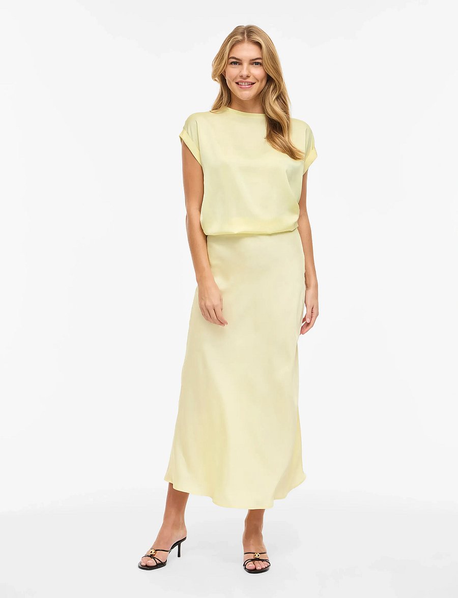 Vila - VIELLETTE S/S SATIN TOP - NOOS - kortærmede bluser - pastel yellow - 4
