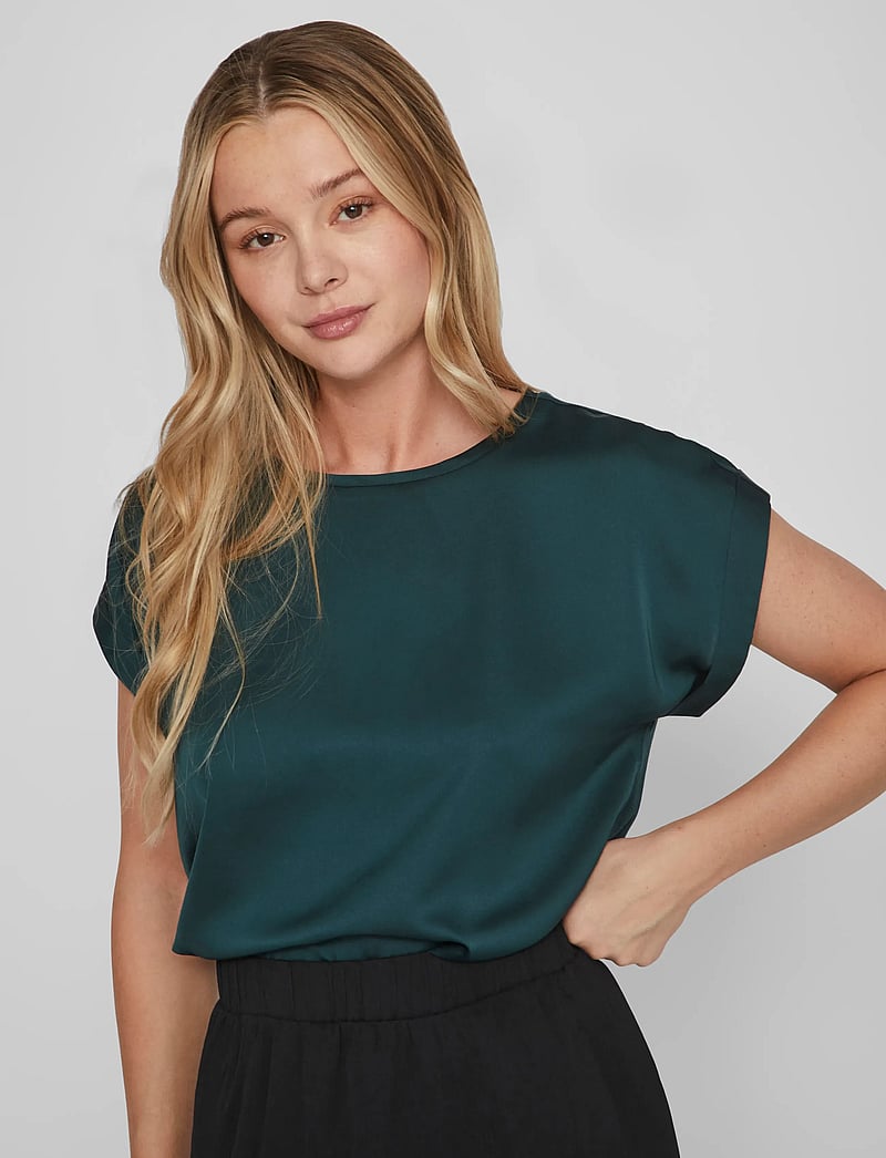 Vila - VIELLETTE S/S SATIN TOP - NOOS - lyhythihaiset puserot - ponderosa pine - 4