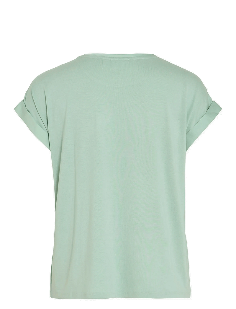 Vila - VIELLETTE S/S SATIN TOP - NOOS - kurzämlige blusen - silt green - 2