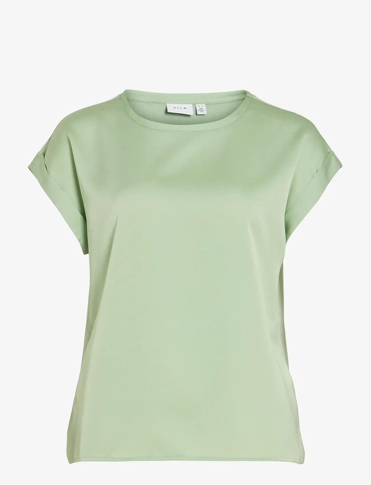 Vila - VIELLETTE S/S SATIN TOP - NOOS - kortærmede bluser - smoke green - 1