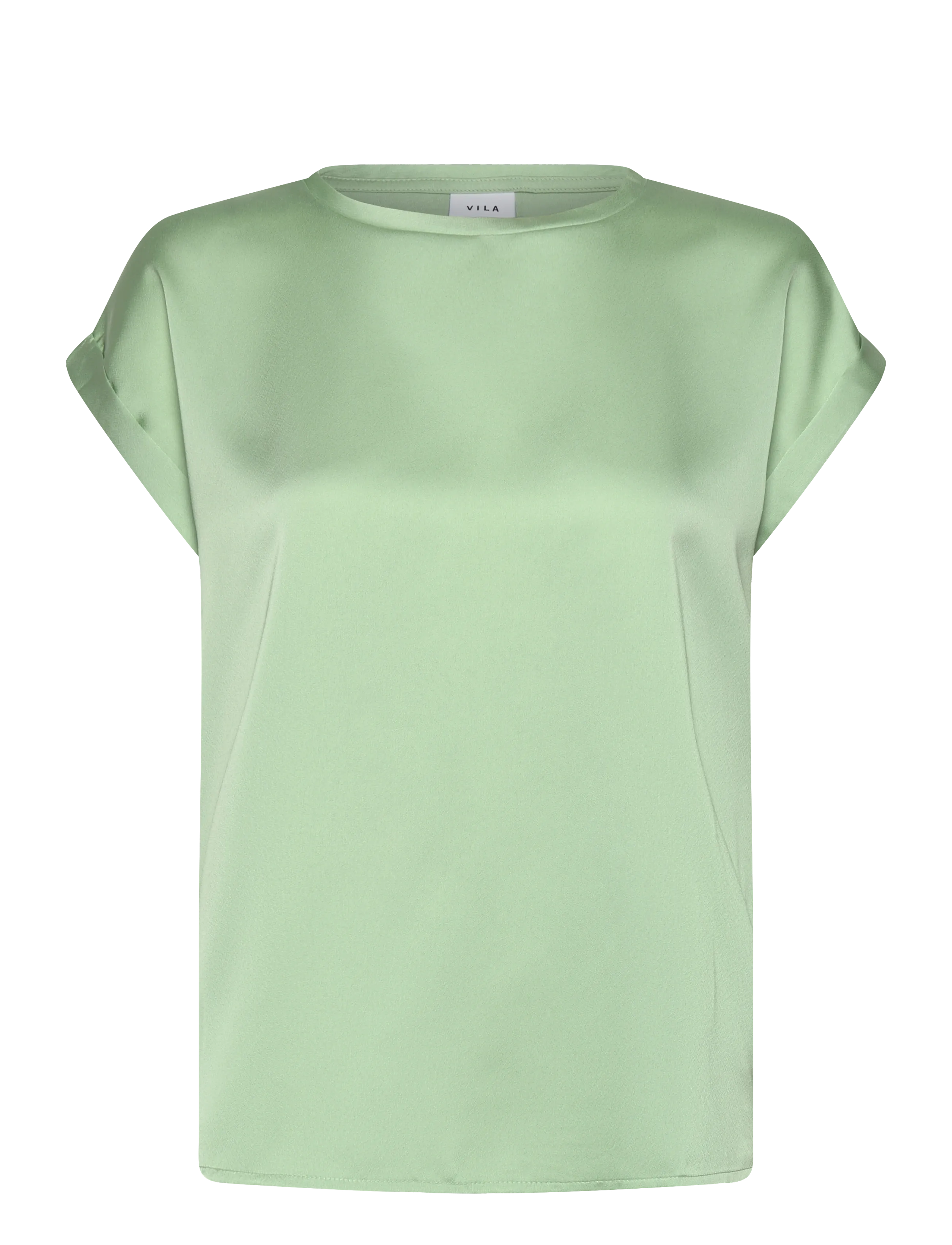 Vila VIELLETTE S/S SATIN TOP - NOOS - T-shirts & tops - SMOKE GREEN / green