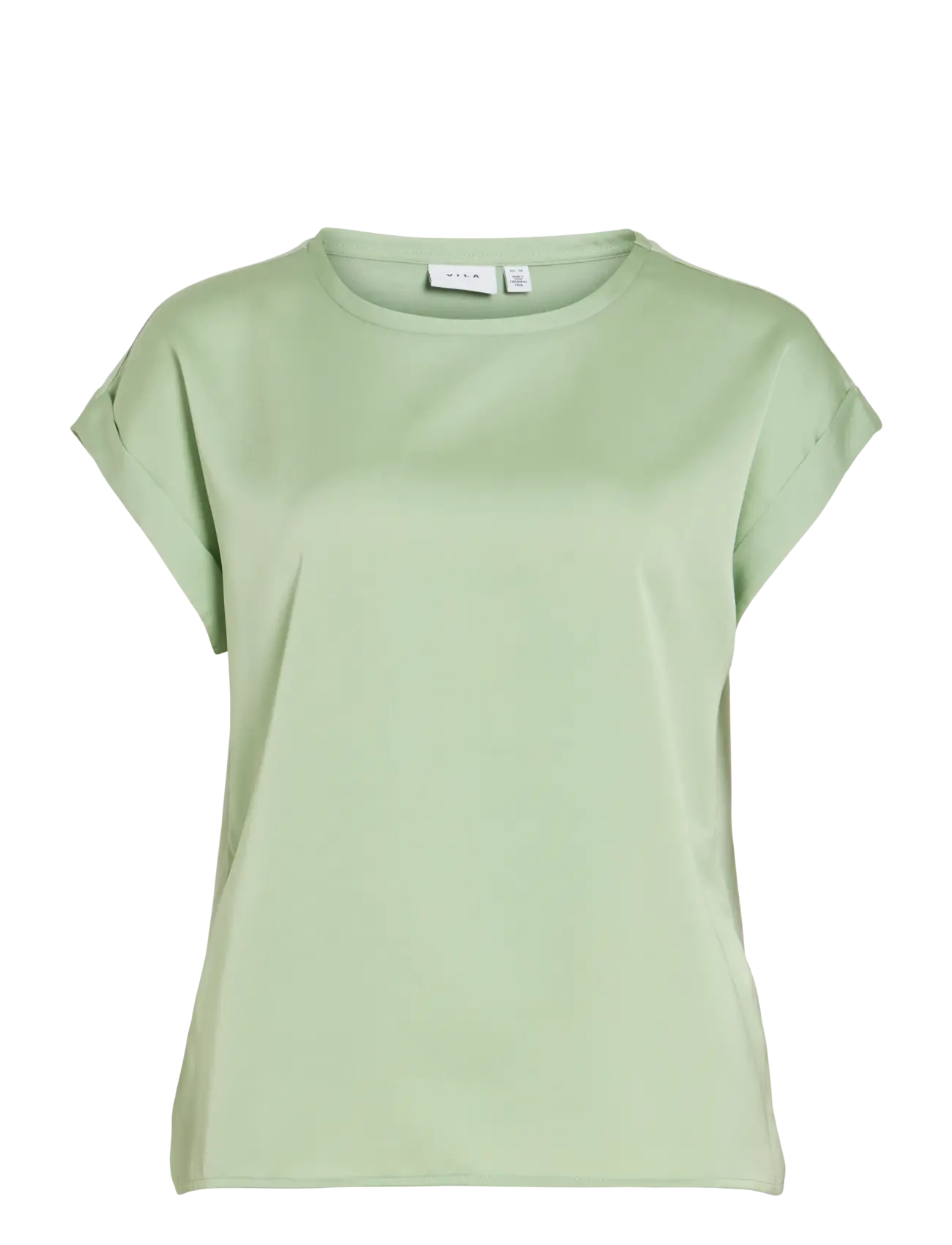 Vila VIELLETTE S/S SATIN TOP - NOOS - Kortærmede bluser - SMOKE GREEN / green
