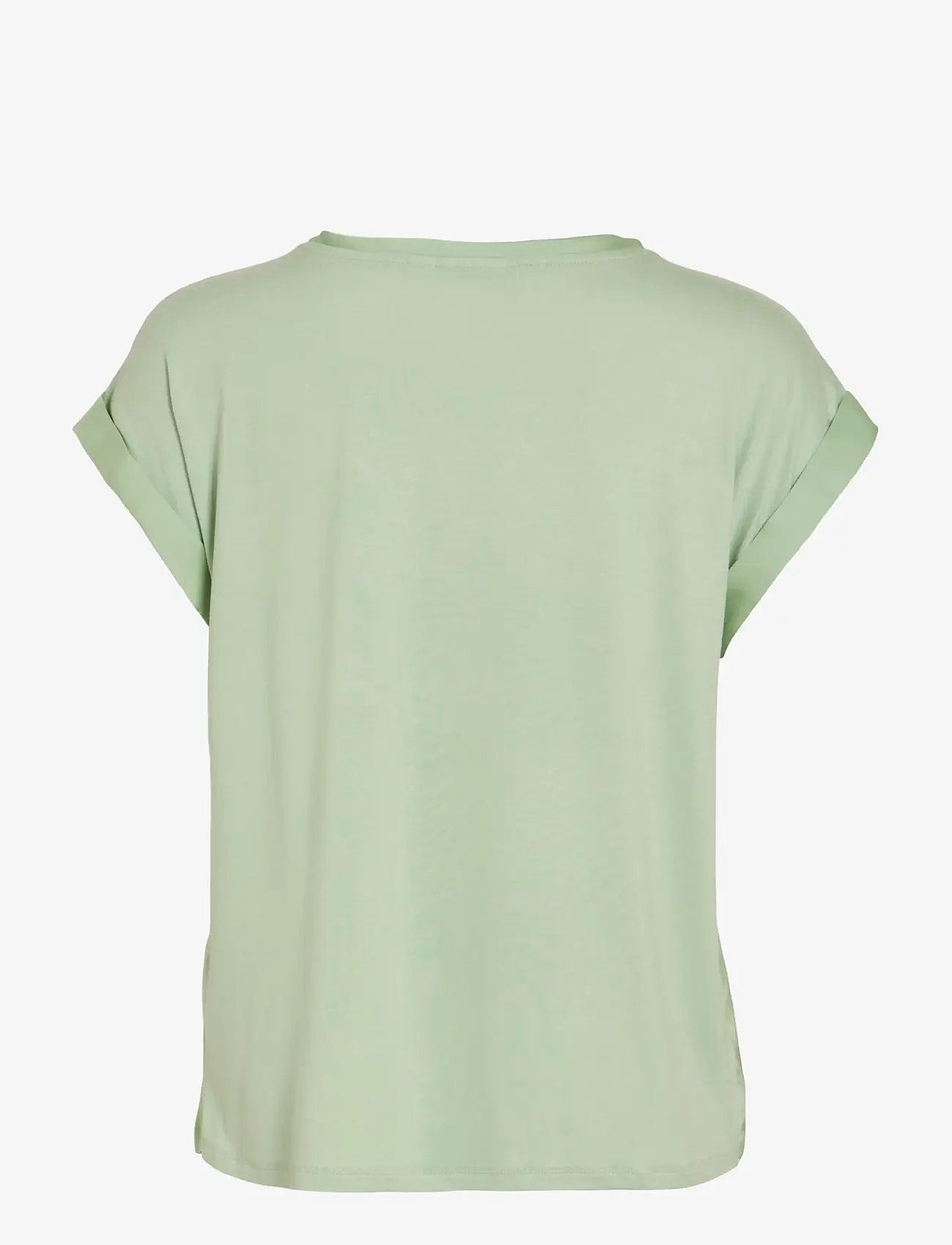Vila - VIELLETTE S/S SATIN TOP - NOOS - kortærmede bluser - smoke green - 2