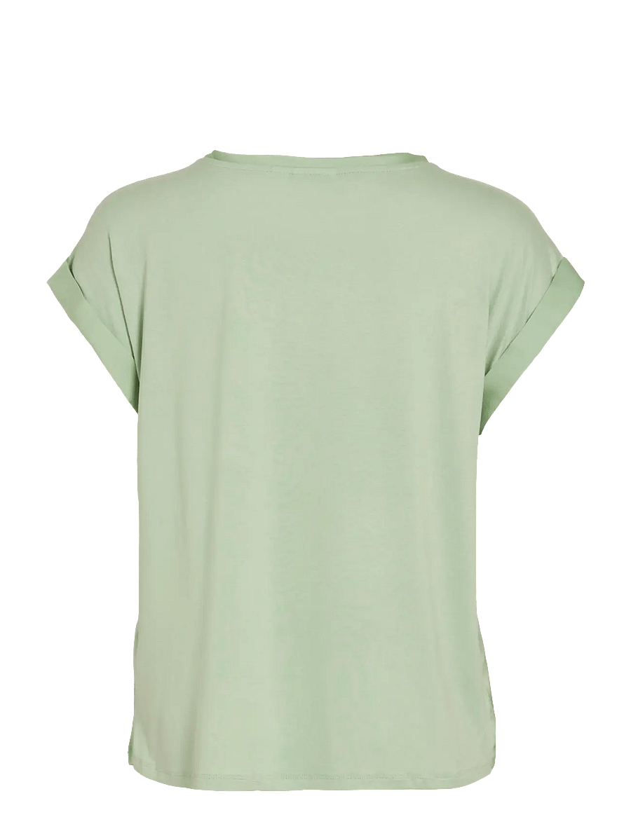 Vila - VIELLETTE S/S SATIN TOP - NOOS - kurzärmelige blusen - smoke green - 2