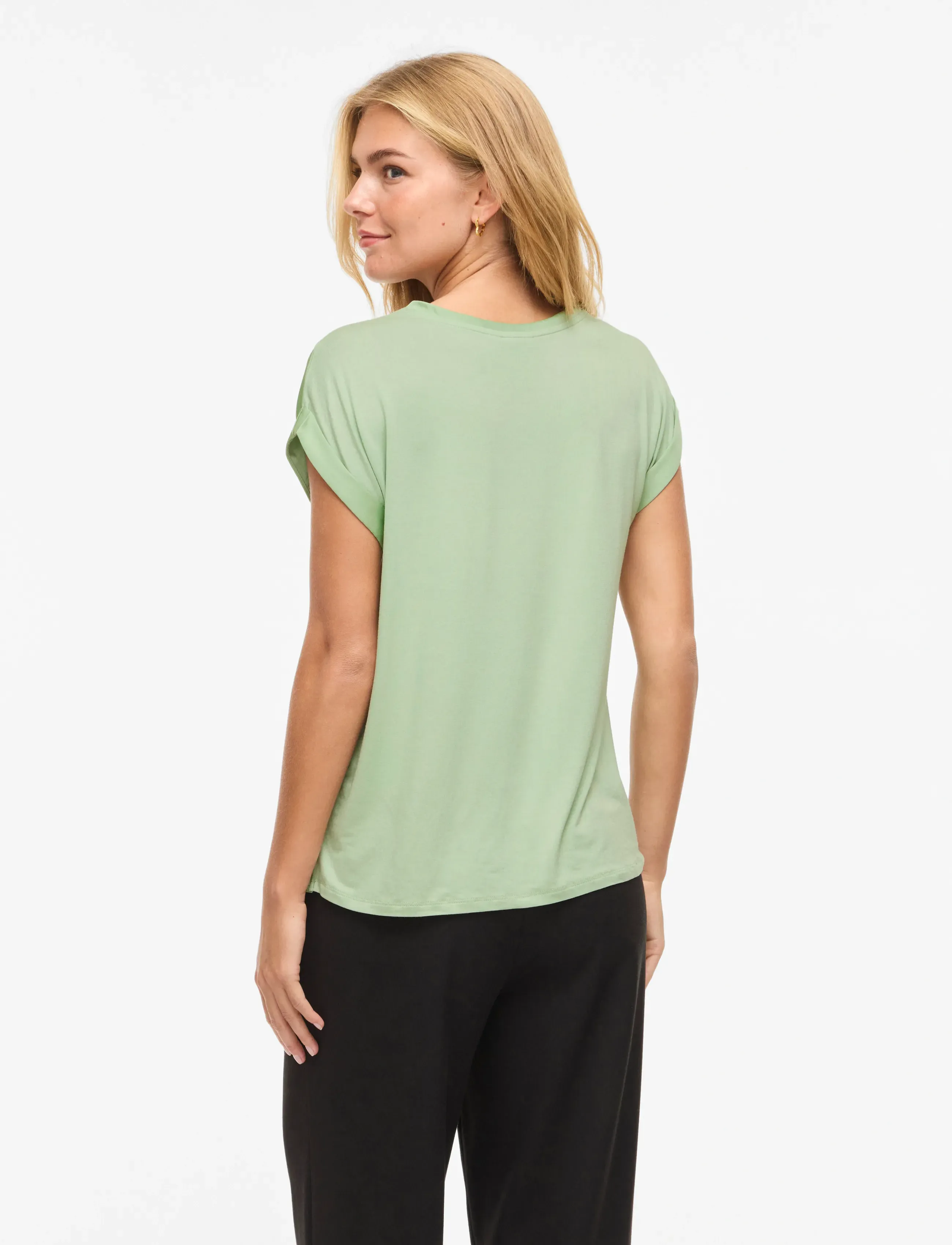Vila - VIELLETTE S/S SATIN TOP - NOOS - lühikeste varrukatega pluusid - smoke green - 3