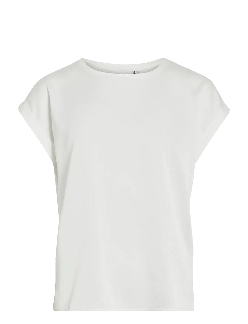 Vila - VIELLETTE S/S SATIN TOP - NOOS - kortärmade blusar - snow white - 1