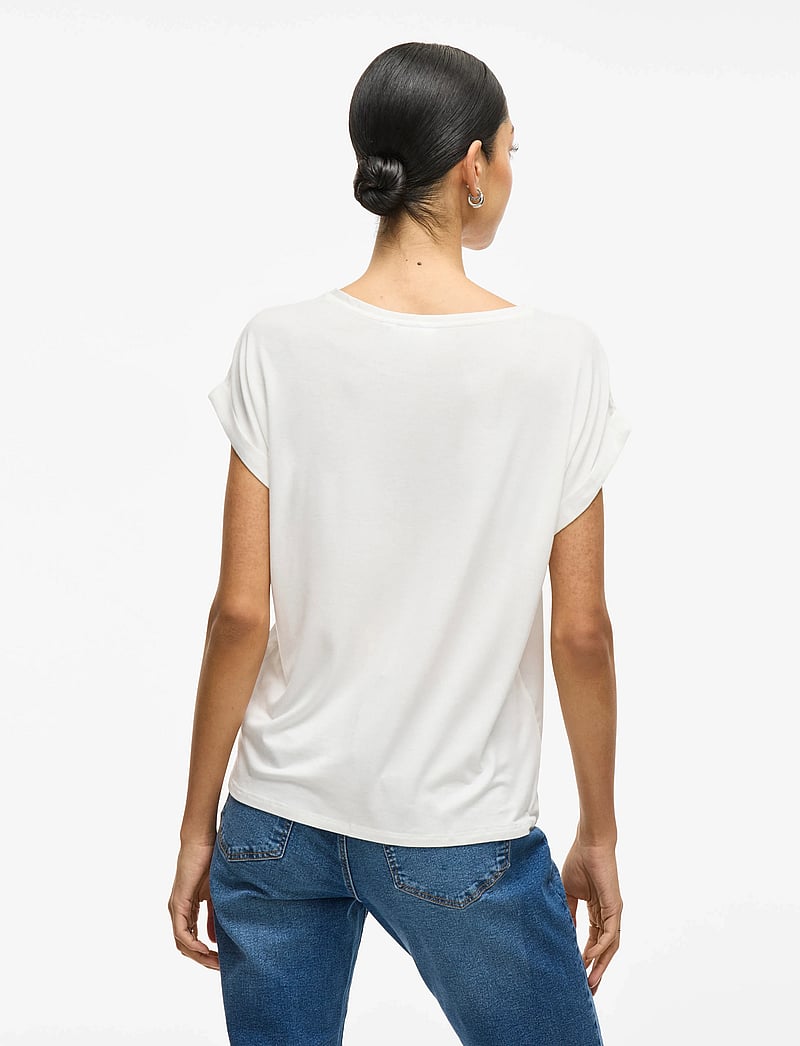 Vila - VIELLETTE S/S SATIN TOP - NOOS - kortärmade blusar - snow white - 3