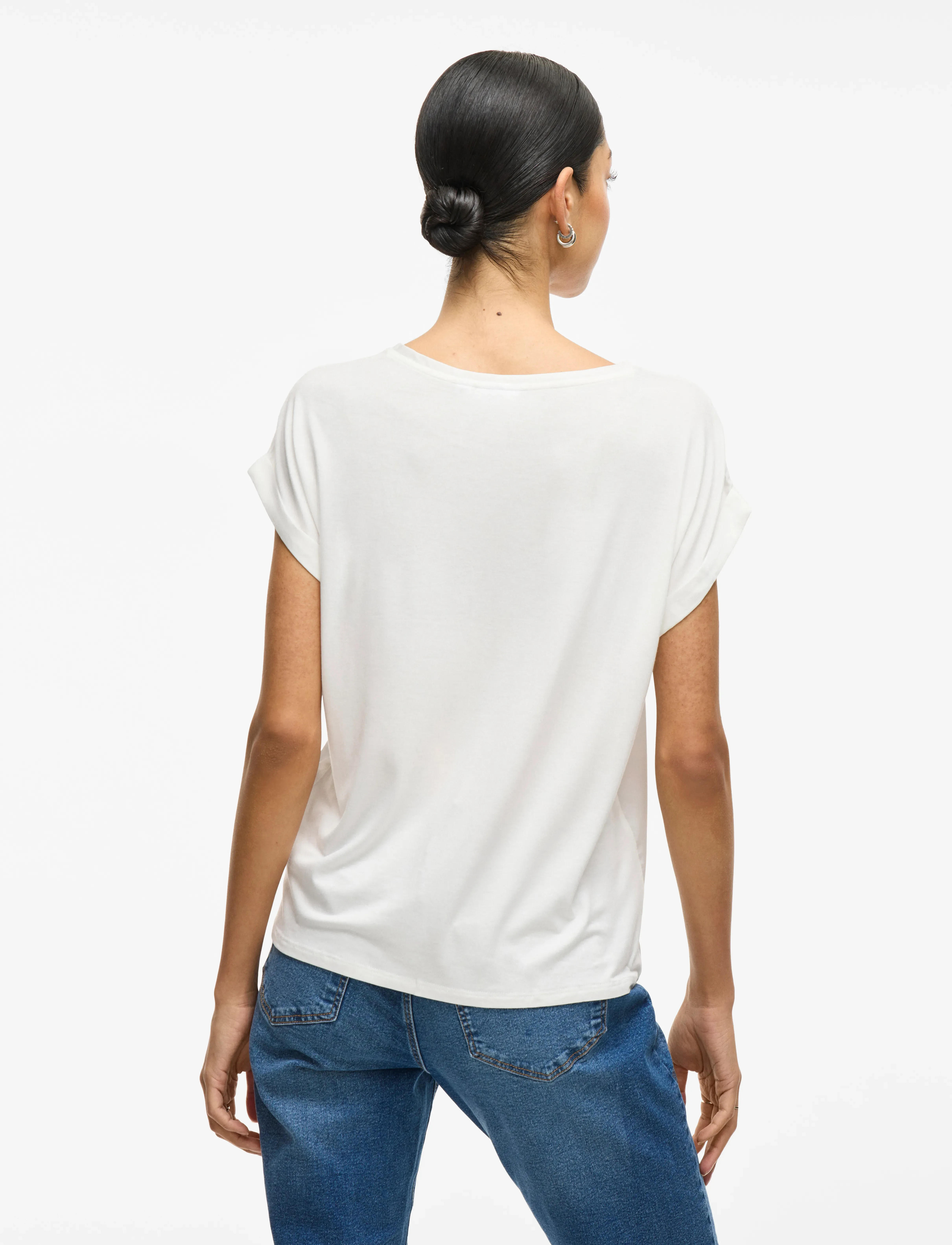 Vila - VIELLETTE S/S SATIN TOP - NOOS - kurzämlige blusen - snow white - 3