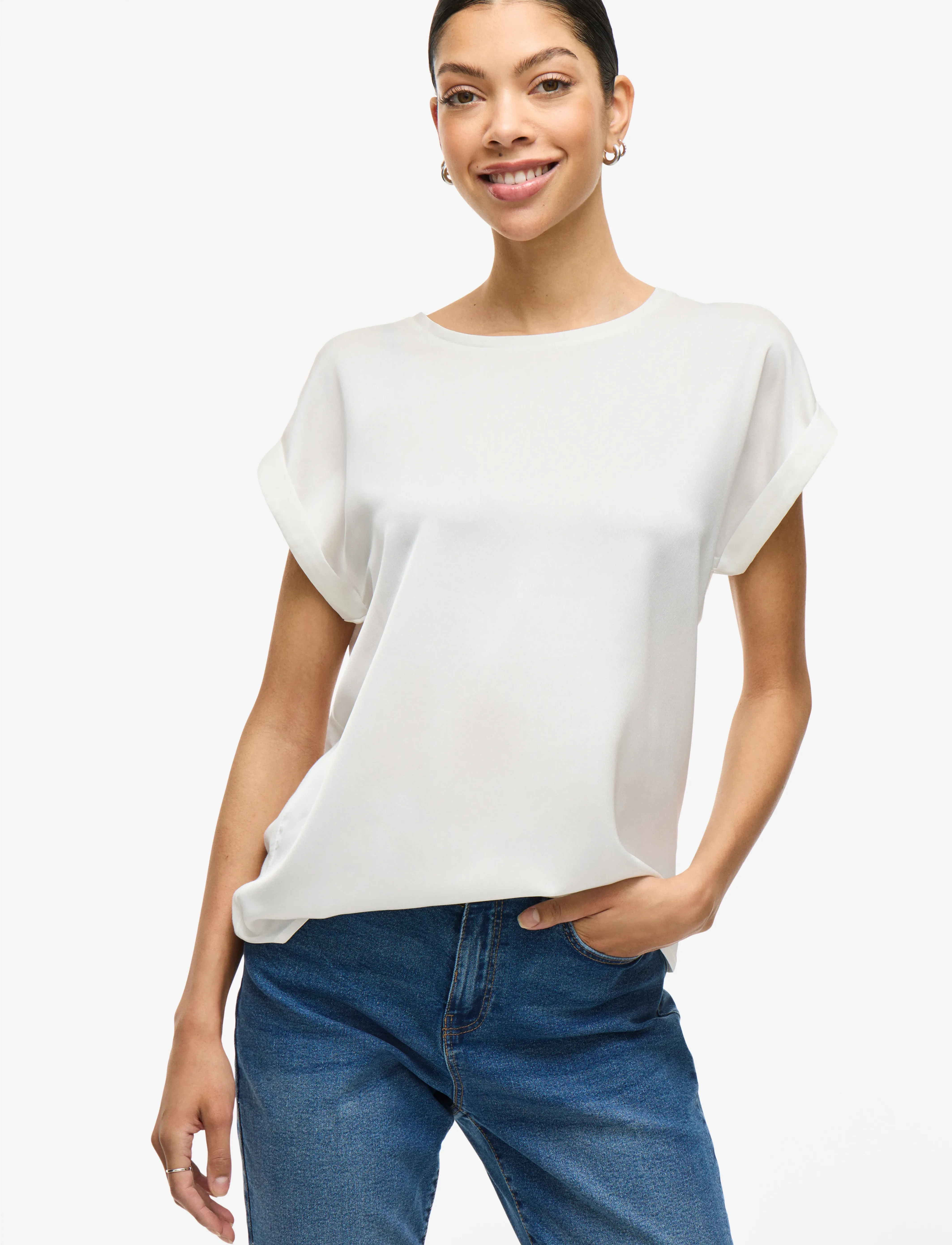 VILA Viellette S/S Satin Top Noos blusar dam – bild 6