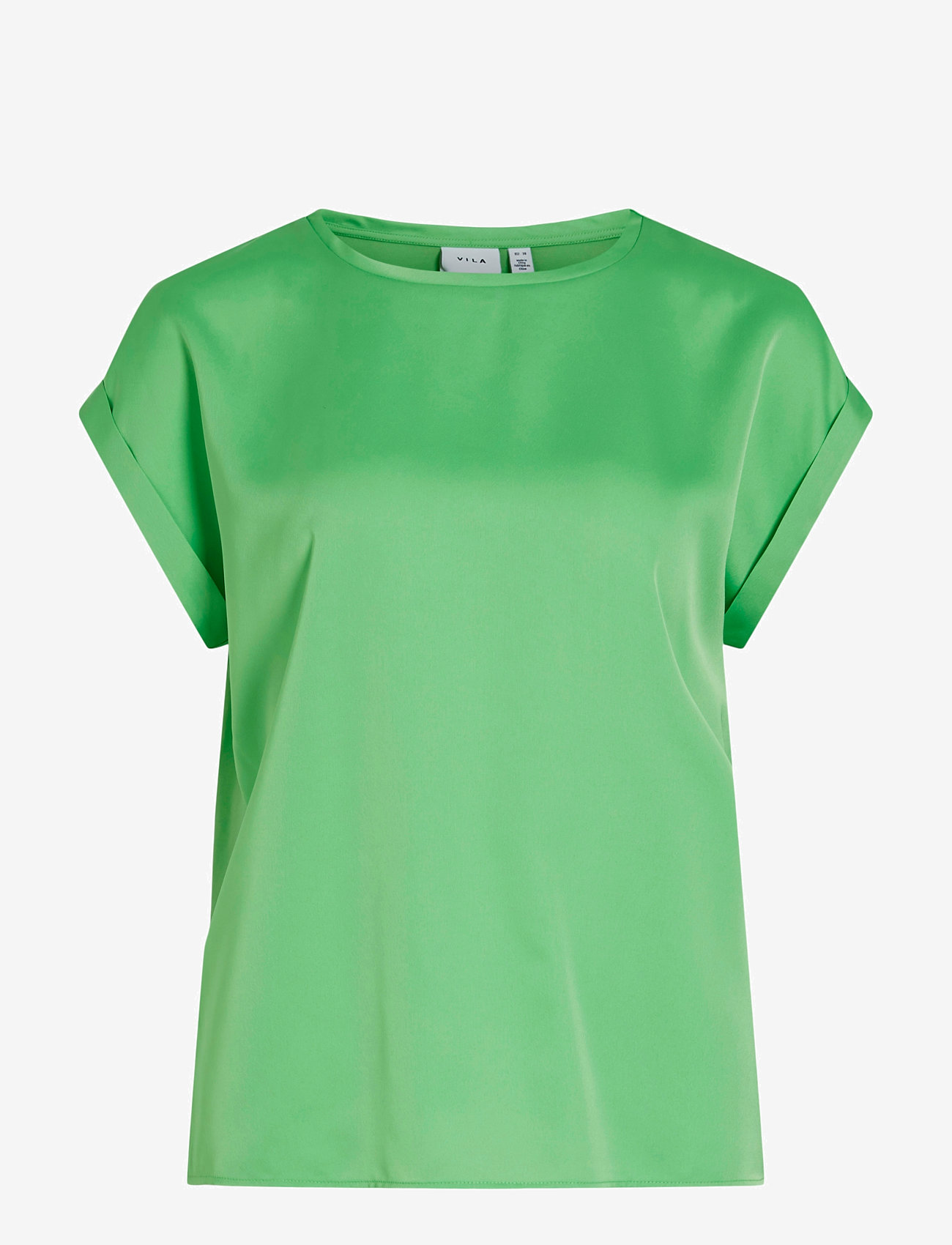 Vila - VIELLETTE S/S SATIN TOP - NOOS - kurzämlige blusen - summer green - 0