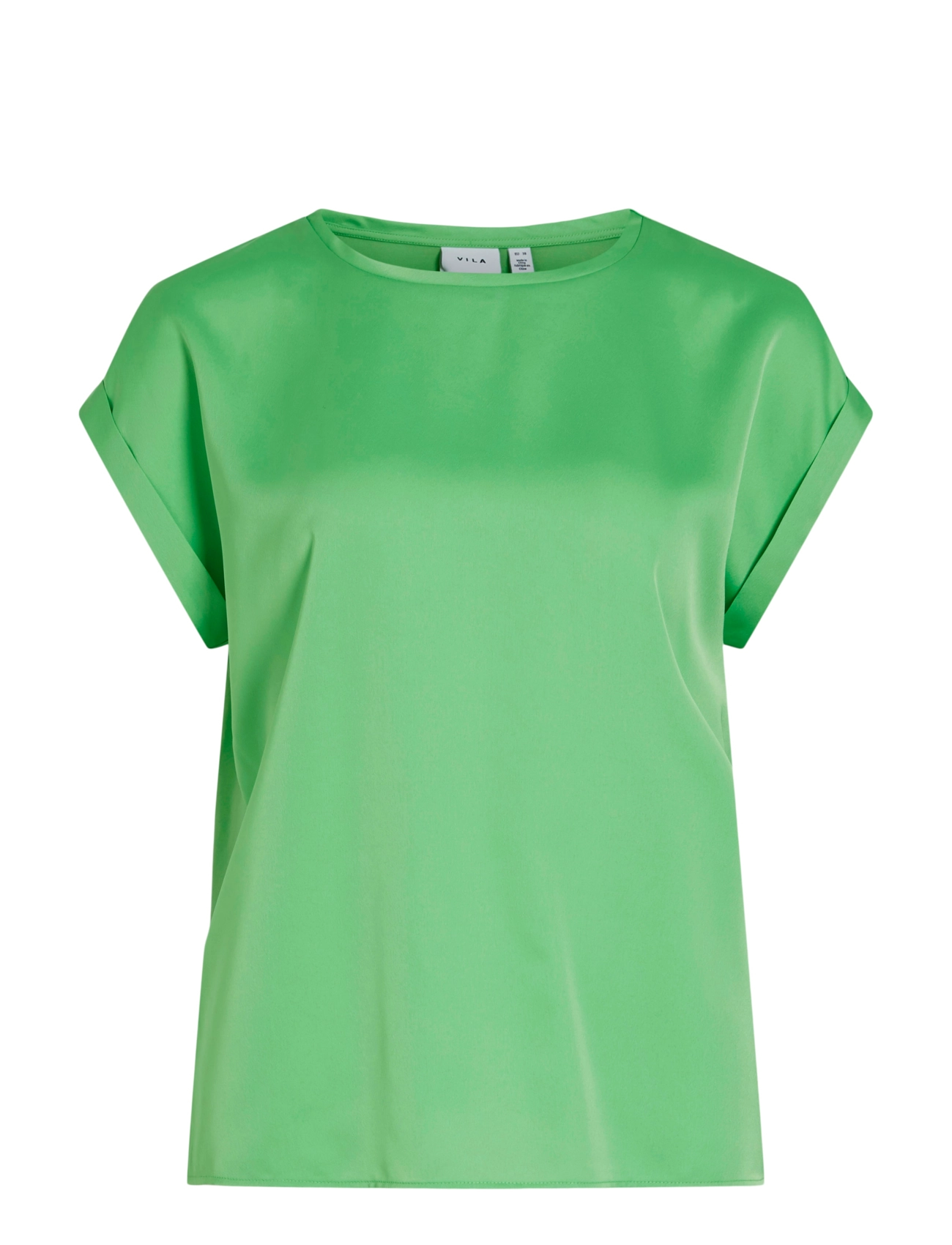 Vila VIELLETTE S/S SATIN TOP - NOOS - T-shirts - SUMMER GREEN / green