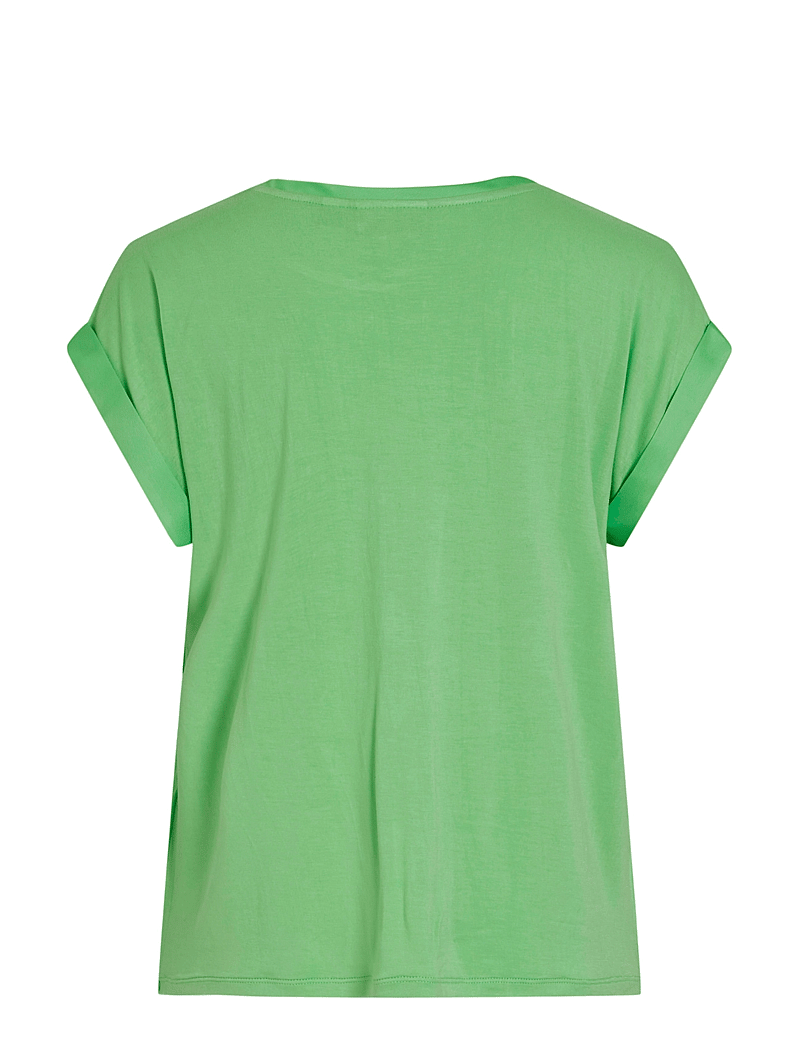 Vila - VIELLETTE S/S SATIN TOP - NOOS - kurzämlige blusen - summer green - 1