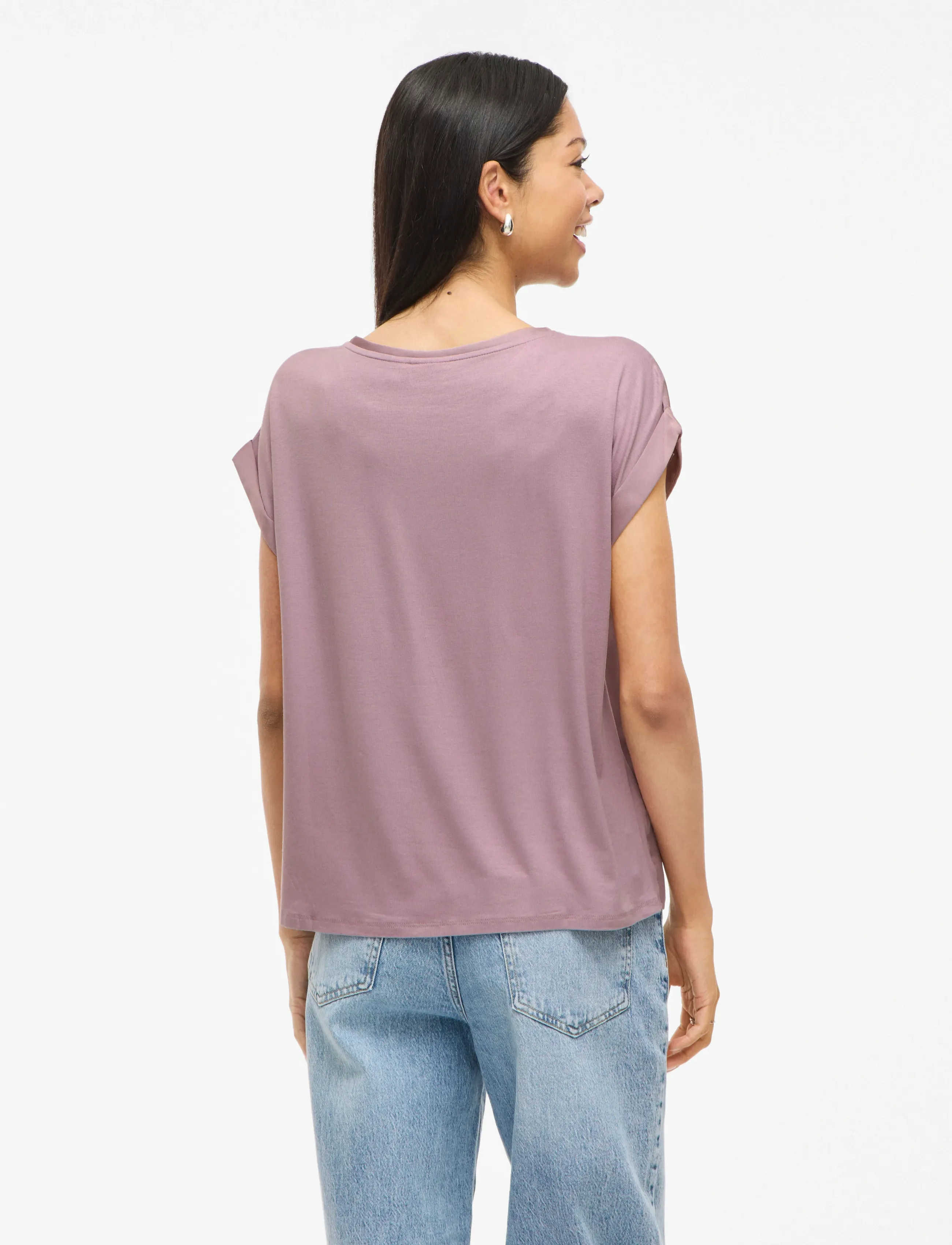 Vila - VIELLETTE S/S SATIN TOP - NOOS - kortærmede bluser - toadstool - 3
