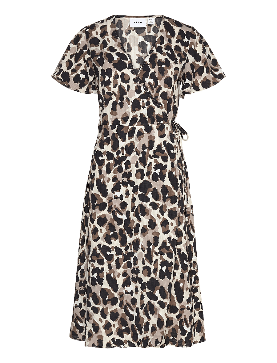 Vila - VILOVIE S/S WRAP MIDI DRESS - NOOS - konfirmation - birch - 1