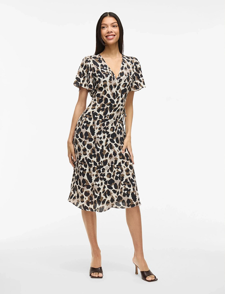 Vila - VILOVIE S/S WRAP MIDI DRESS - NOOS - konfirmation - birch - 0