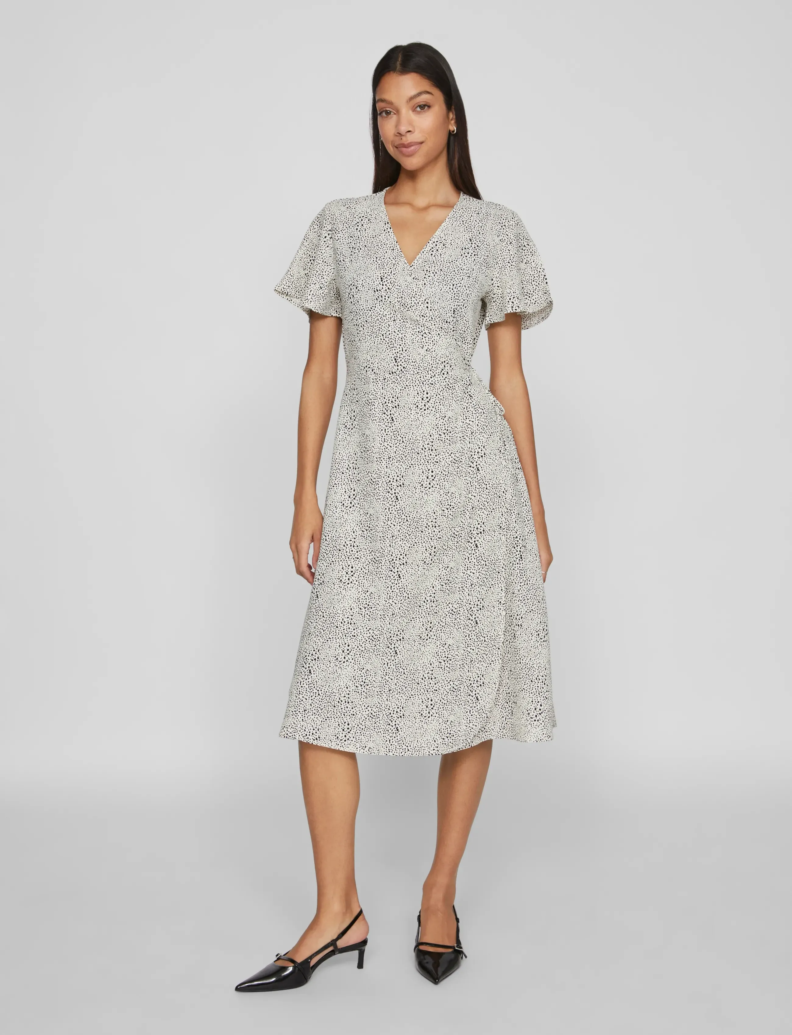 Vila VILOVIE S/S WRAP MIDI DRESS - NOOS - Kjoler - BIRCH / beige