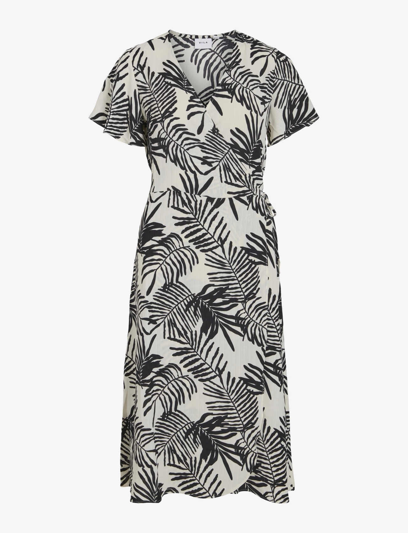 Vila VILOVIE S/S WRAP MIDI DRESS - NOOS - Klänningar - BIRCH / white