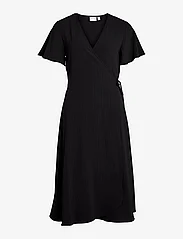 Vila - VILOVIE S/S WRAP MIDI DRESS - NOOS - ballīšu apģērbs par outlet cenām - black - 0