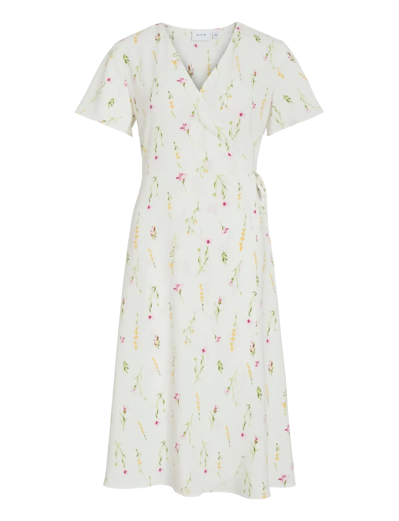 VILA Vilovie S/S Wrap Midi Kleid - Noos Weiß - 34 - Damen