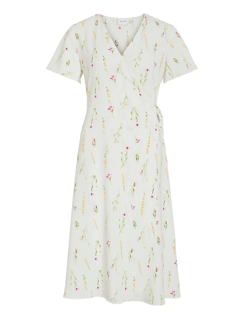 Vila - VILOVIE S/S WRAP MIDI DRESS - NOOS - konfirmation - snow white - 1