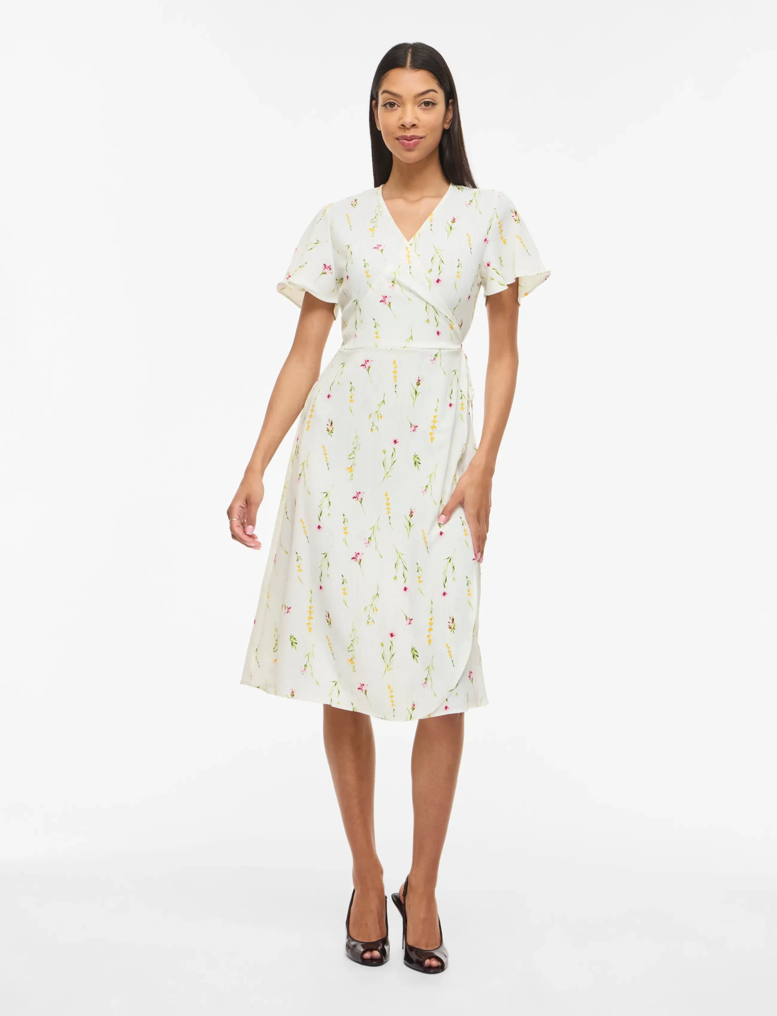 Vila - VILOVIE S/S WRAP MIDI DRESS - NOOS - ferming - snow white - 4