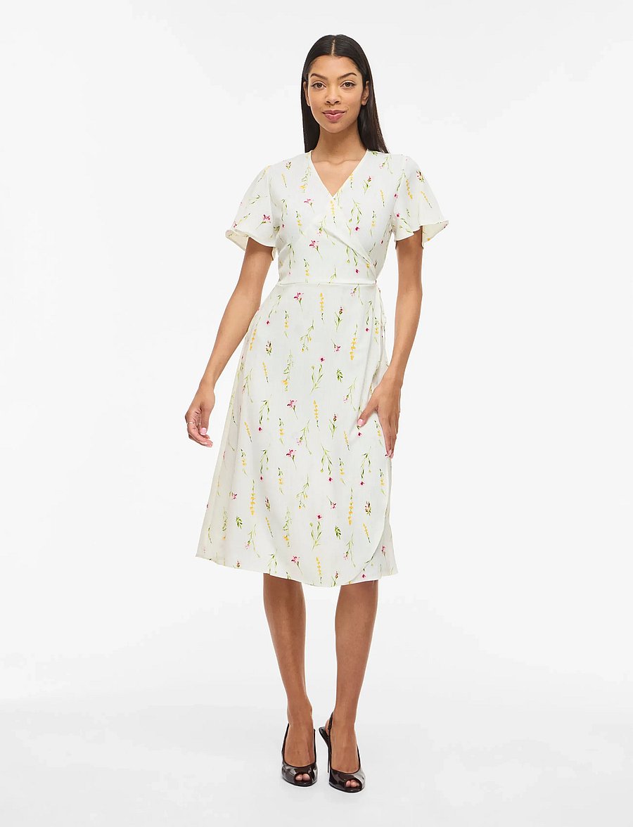 Vila - VILOVIE S/S WRAP MIDI DRESS - NOOS - konfirmation - snow white - 4
