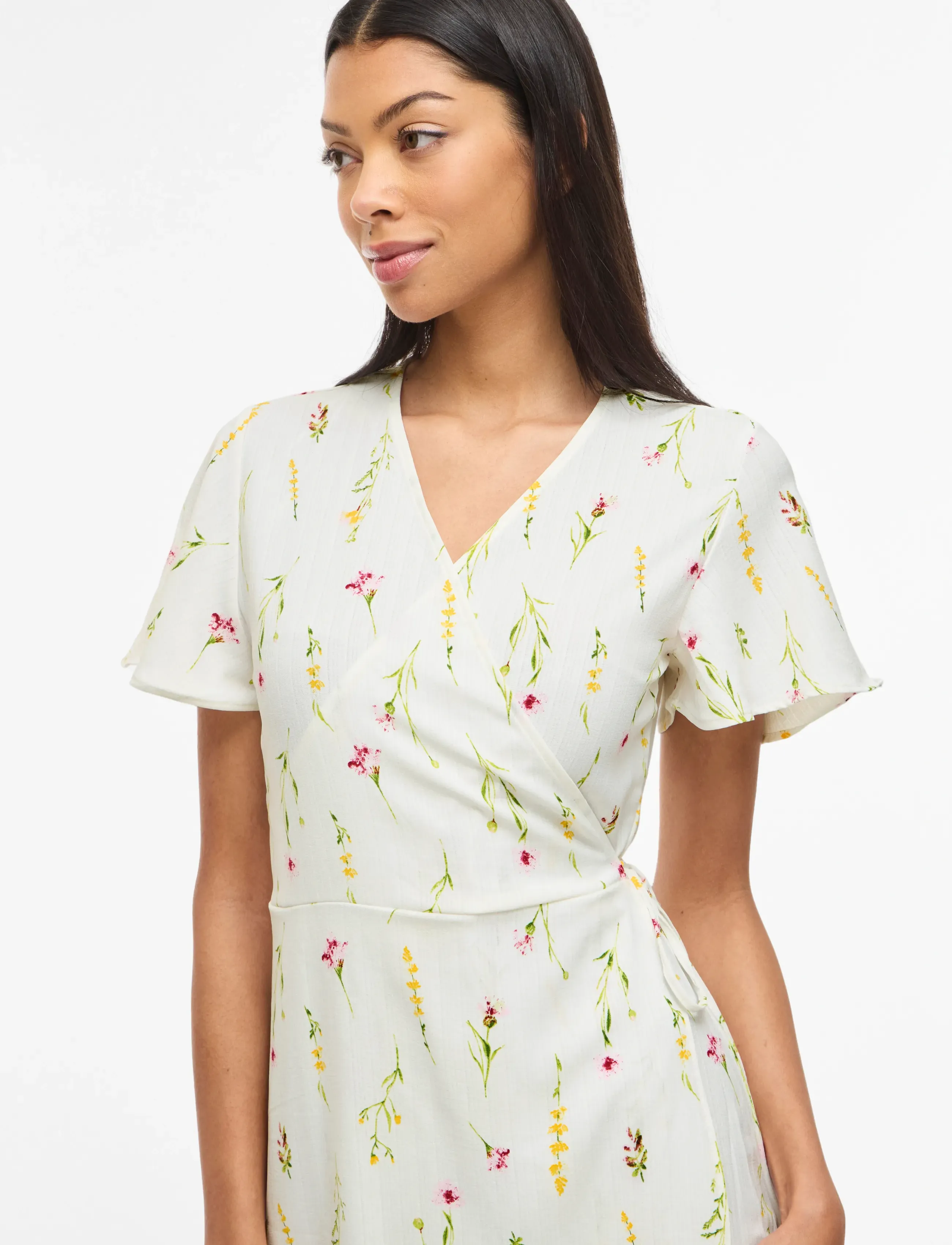 Vila - VILOVIE S/S WRAP MIDI DRESS - NOOS - konfirmation - snow white - 5
