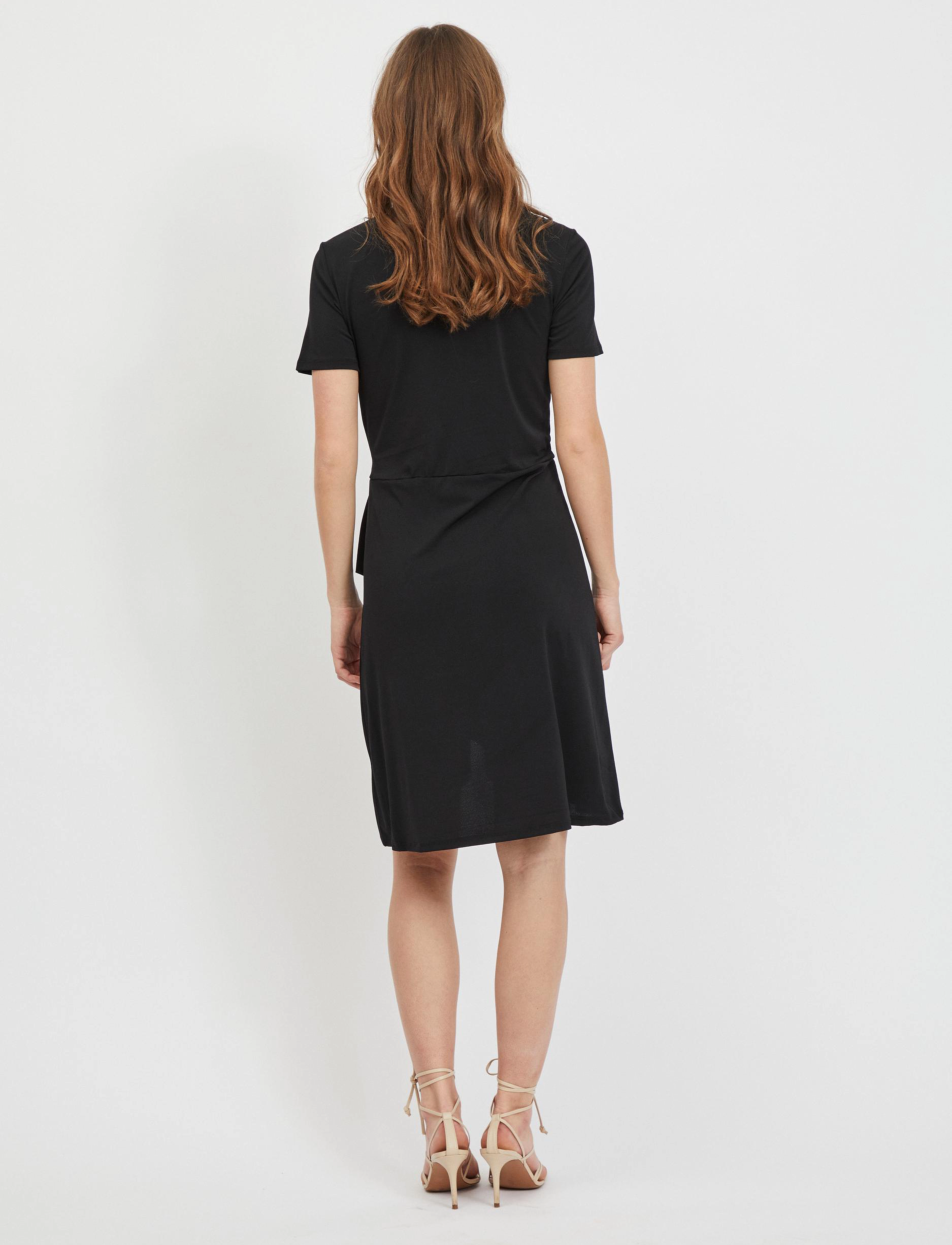 Vila - VINAYELI S/S  KNEE WRAP DRESS/SU - NOOS - wrap dresses - black - 3
