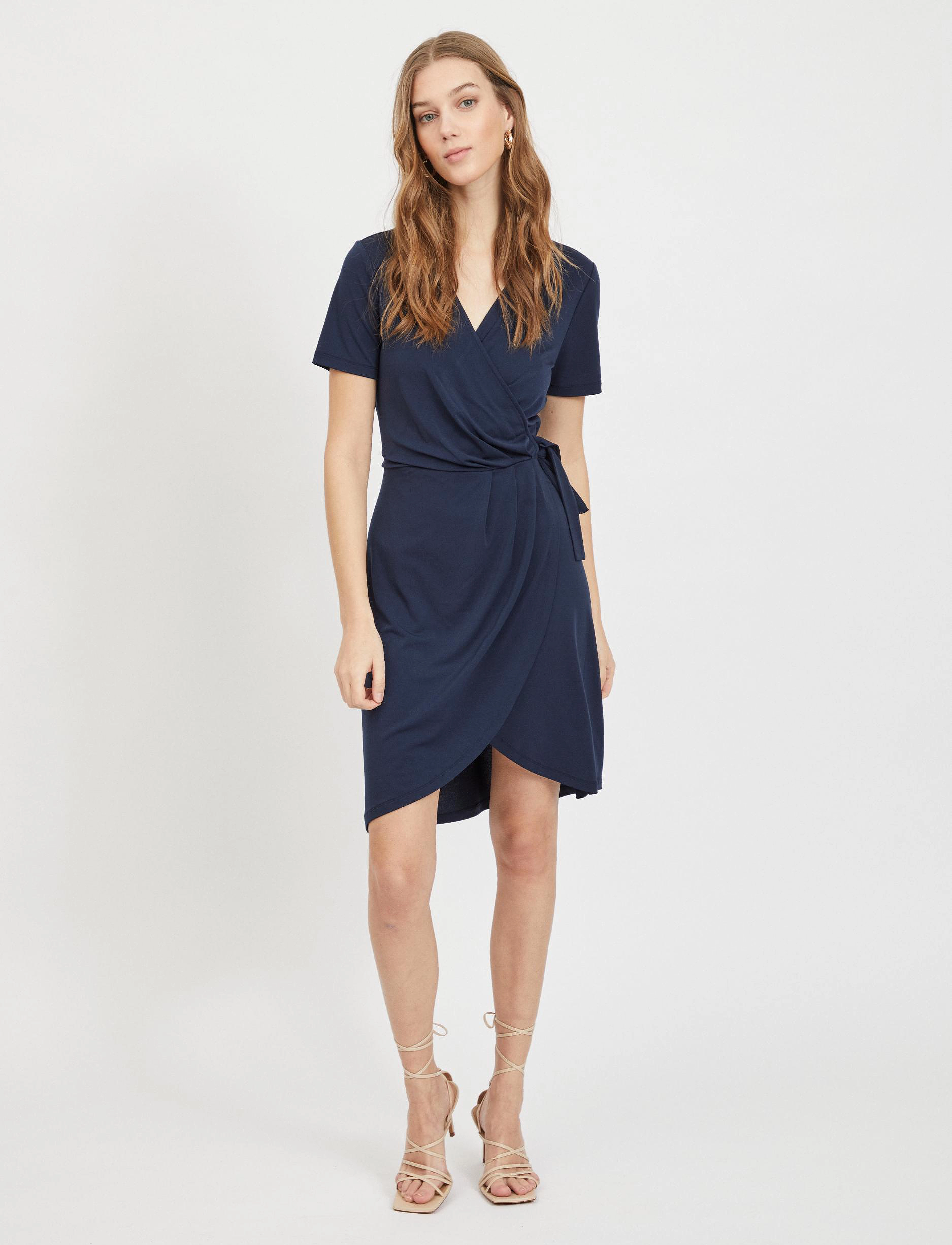Vila - VINAYELI S/S  KNEE WRAP DRESS/SU - NOOS - laveste priser - navy blazer - 4