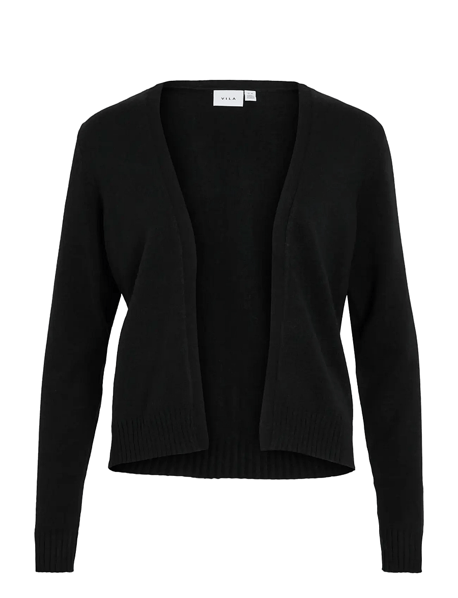 Vila - VIRIL SHORT L/S KNIT CARDIGAN-NOOS - strickjacken - black - 1