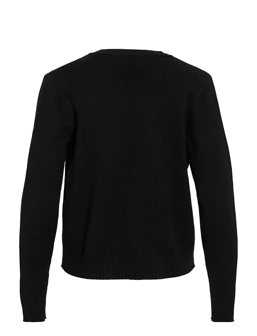 Vila - VIRIL SHORT L/S KNIT CARDIGAN-NOOS - strickjacken - black - 2