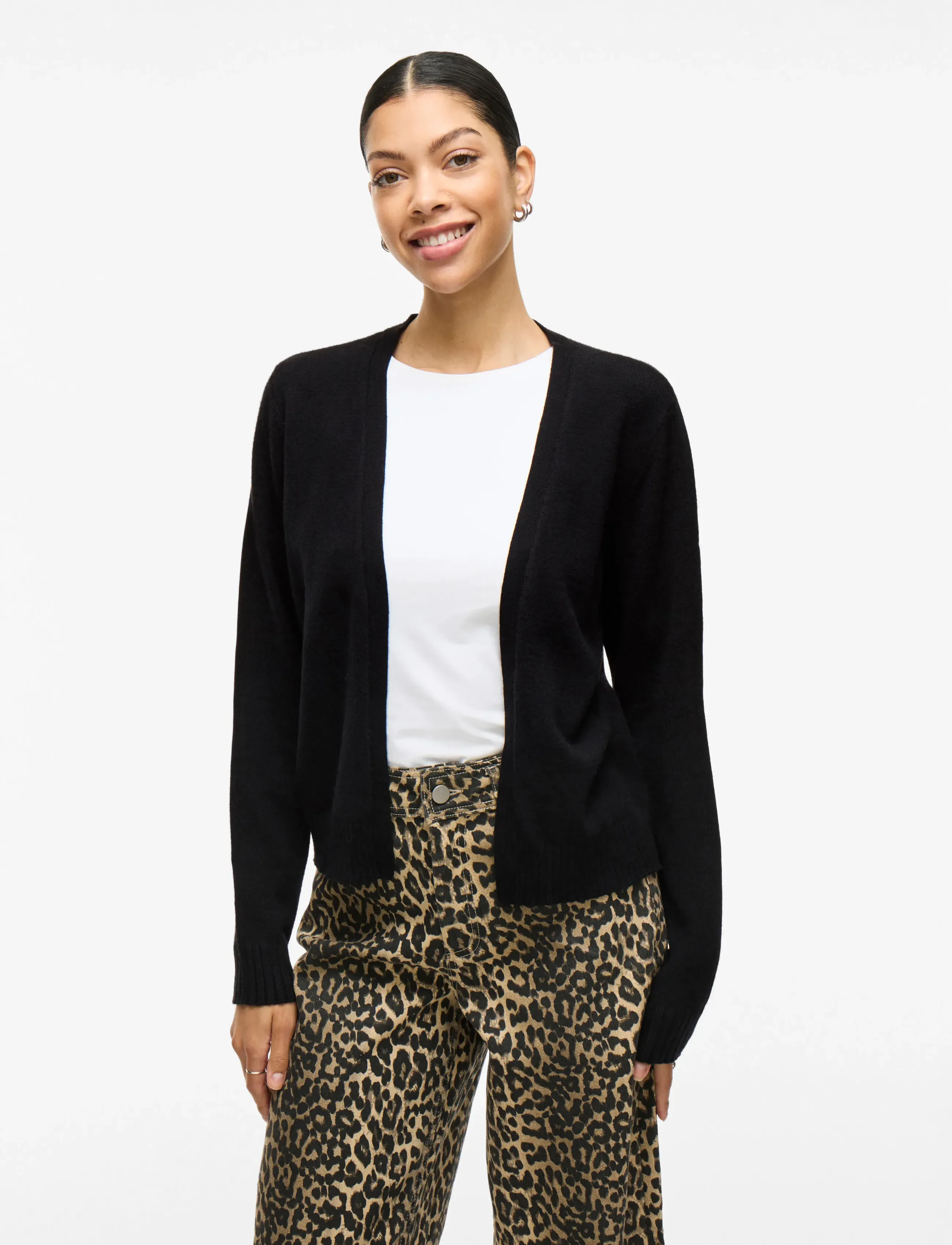 Vila Viril Short L/S Knit Cardigan-Noos, S, Black, Strik > Cardigans, Dame