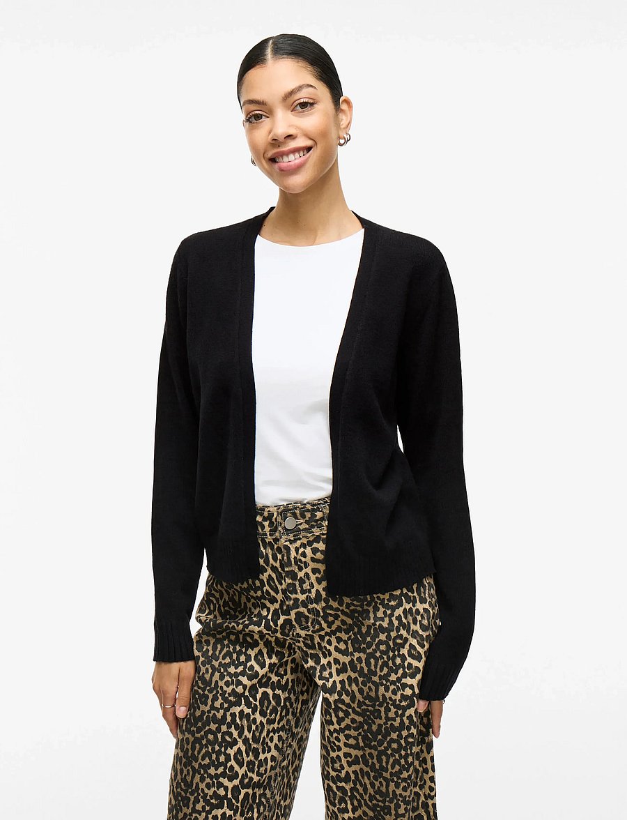 Vila - VIRIL SHORT L/S KNIT CARDIGAN-NOOS - strickjacken - black - 0