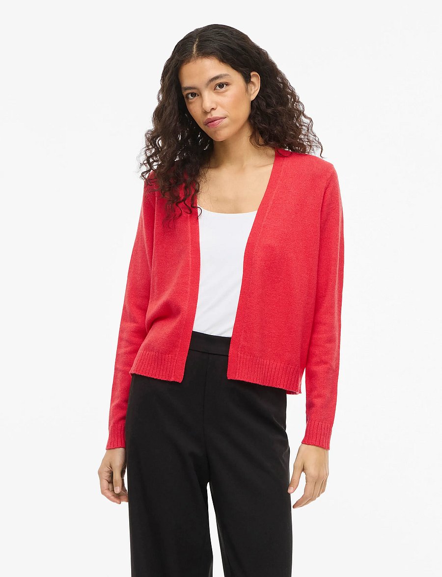 Vila - VIRIL SHORT L/S KNIT CARDIGAN-NOOS - cardigans - hibiscus - 0