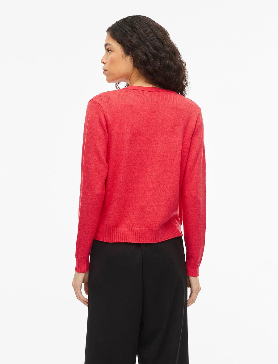 Vila - VIRIL SHORT L/S KNIT CARDIGAN-NOOS - cardigans - hibiscus - 3
