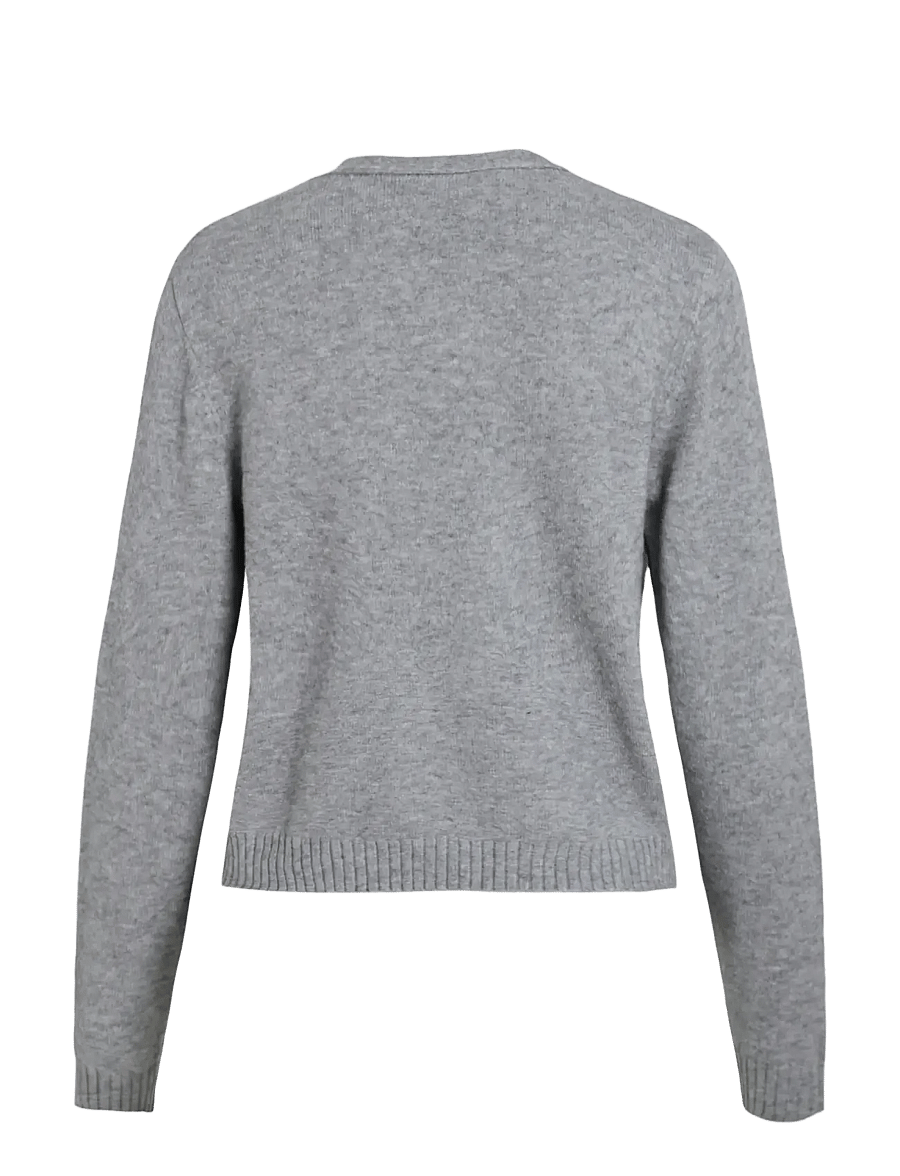 Vila - VIRIL SHORT L/S KNIT CARDIGAN-NOOS - strickjacken - medium grey melange - 2