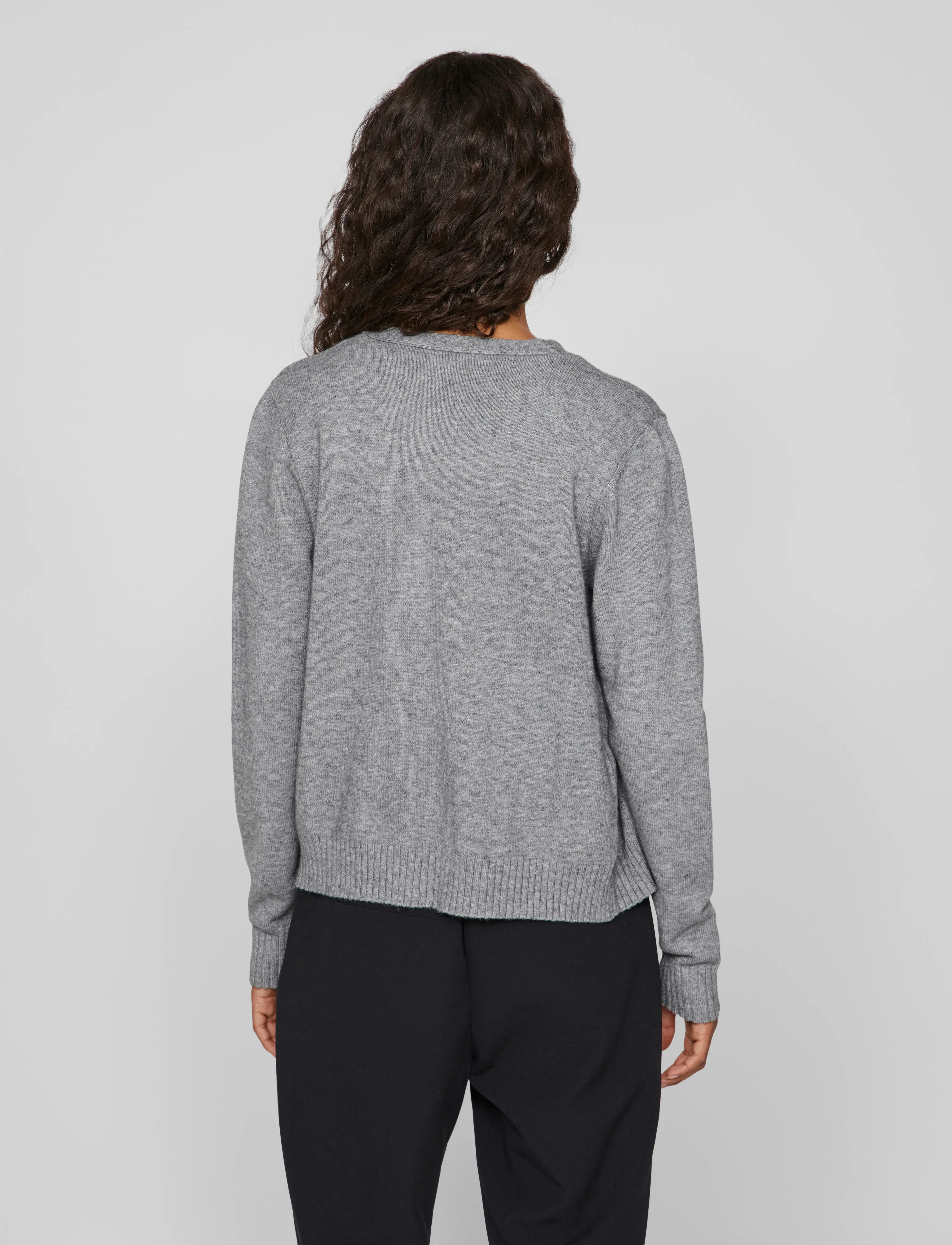 Vila - VIRIL SHORT L/S KNIT CARDIGAN-NOOS - cardigans - medium grey melange - 3