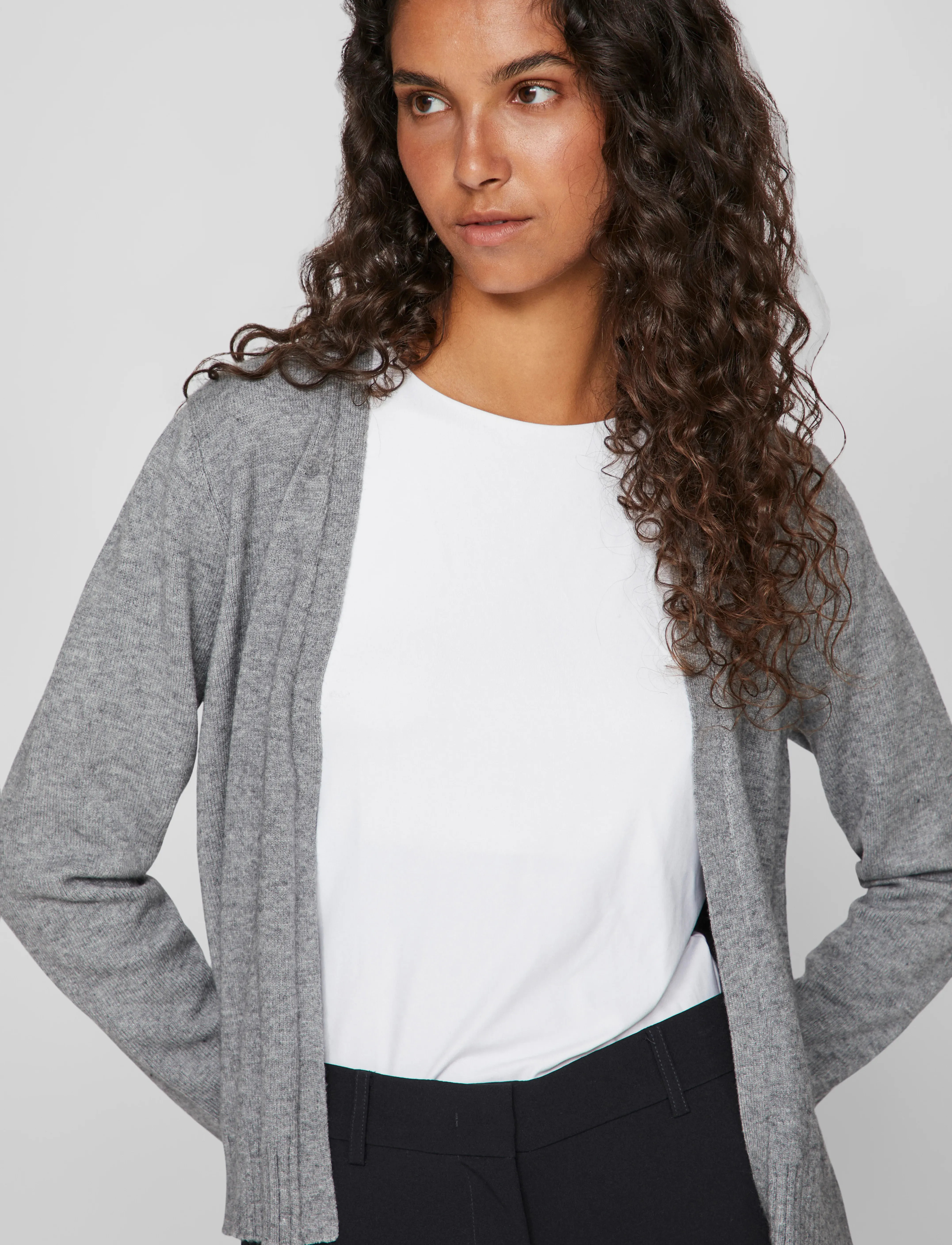Vila - VIRIL SHORT L/S KNIT CARDIGAN-NOOS - cardigans - medium grey melange - 5