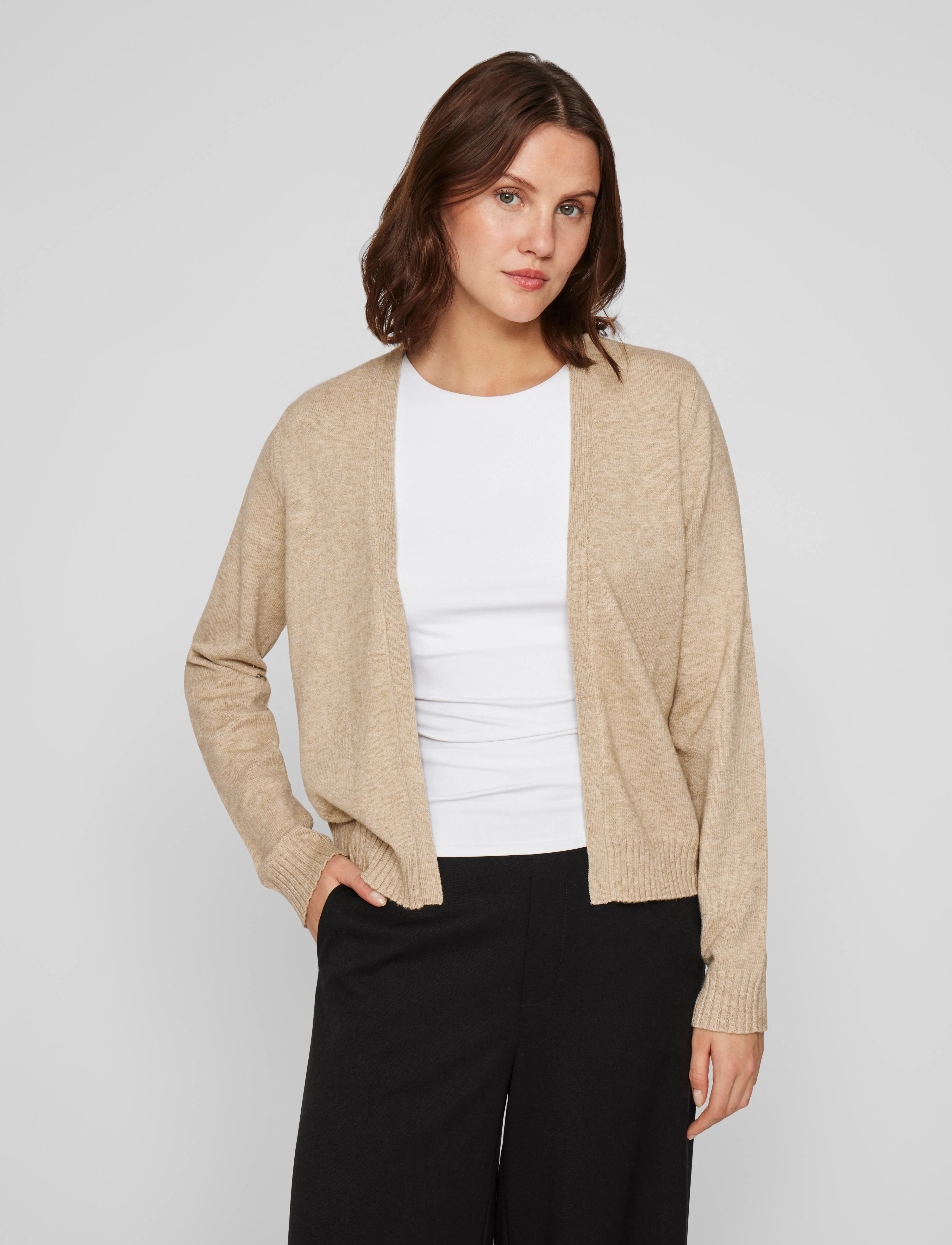 Vila - VIRIL SHORT L/S KNIT CARDIGAN-NOOS - cardigans - natural melange - 0