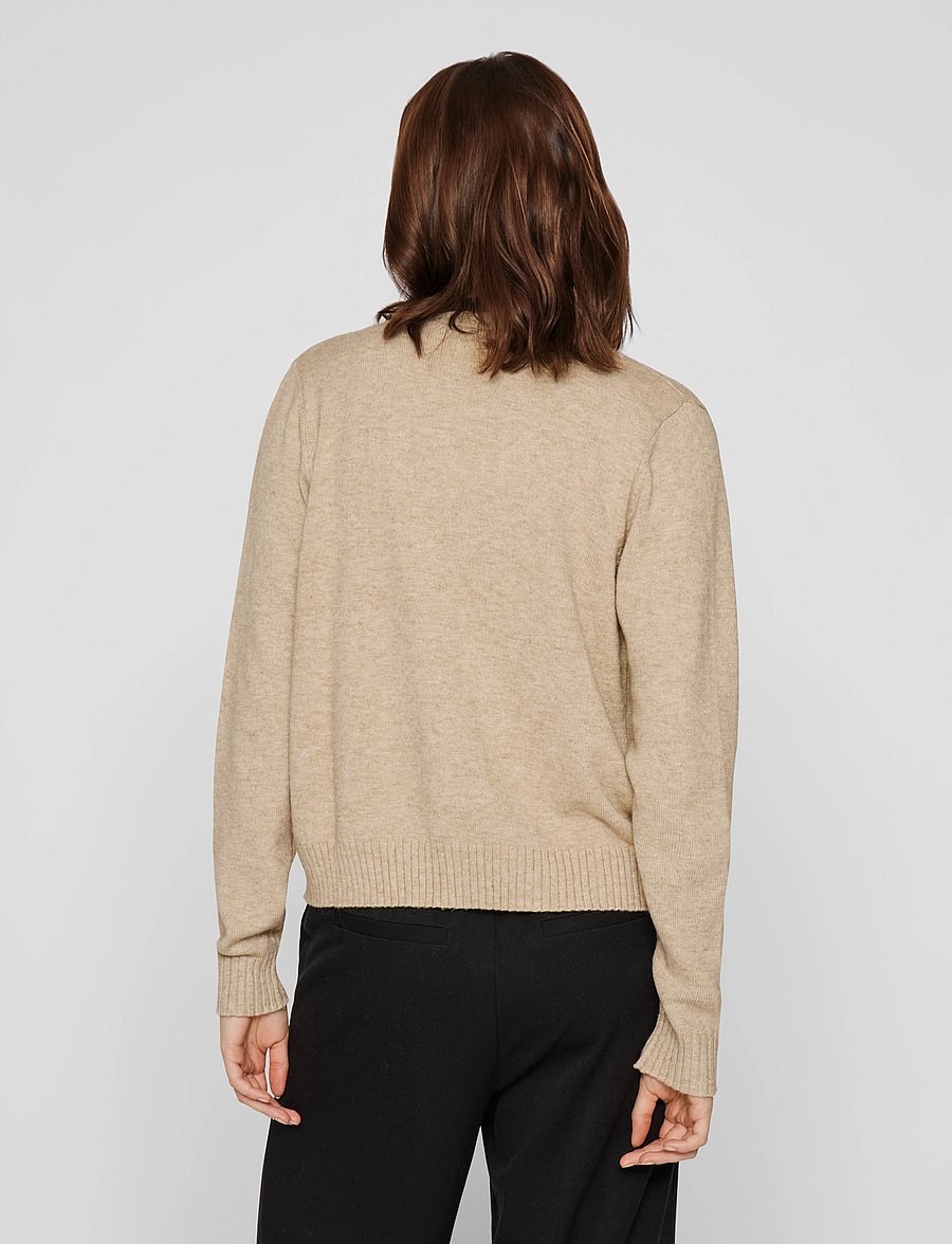 Vila - VIRIL SHORT L/S KNIT CARDIGAN-NOOS - cardigans - natural melange - 3