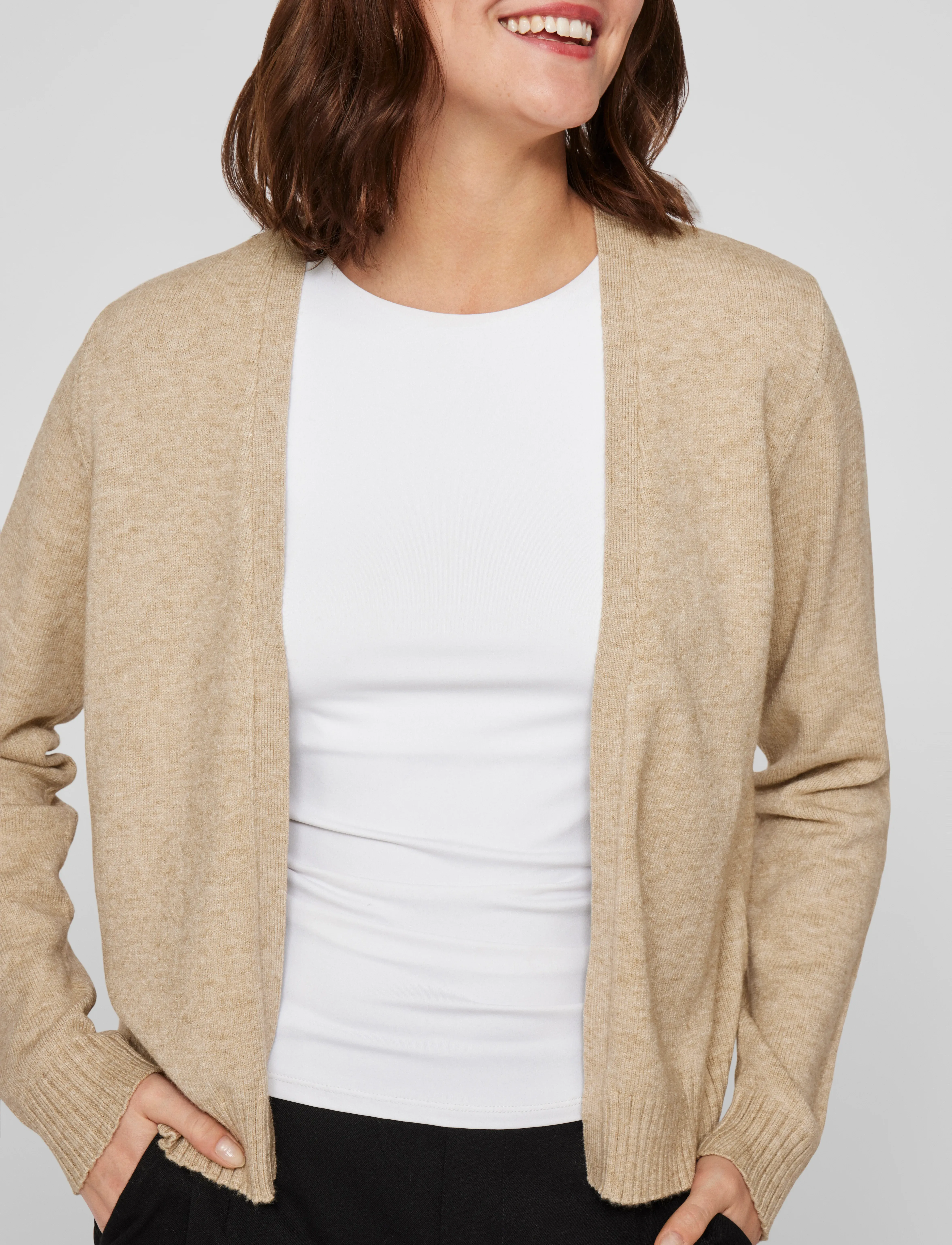 Vila - VIRIL SHORT L/S KNIT CARDIGAN-NOOS - cardigans - natural melange - 5