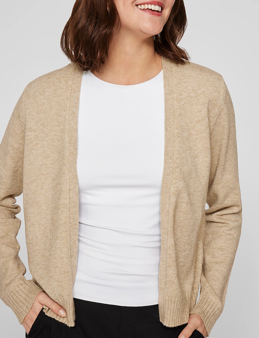 Vila - VIRIL SHORT L/S KNIT CARDIGAN-NOOS - cardigans - natural melange - 5