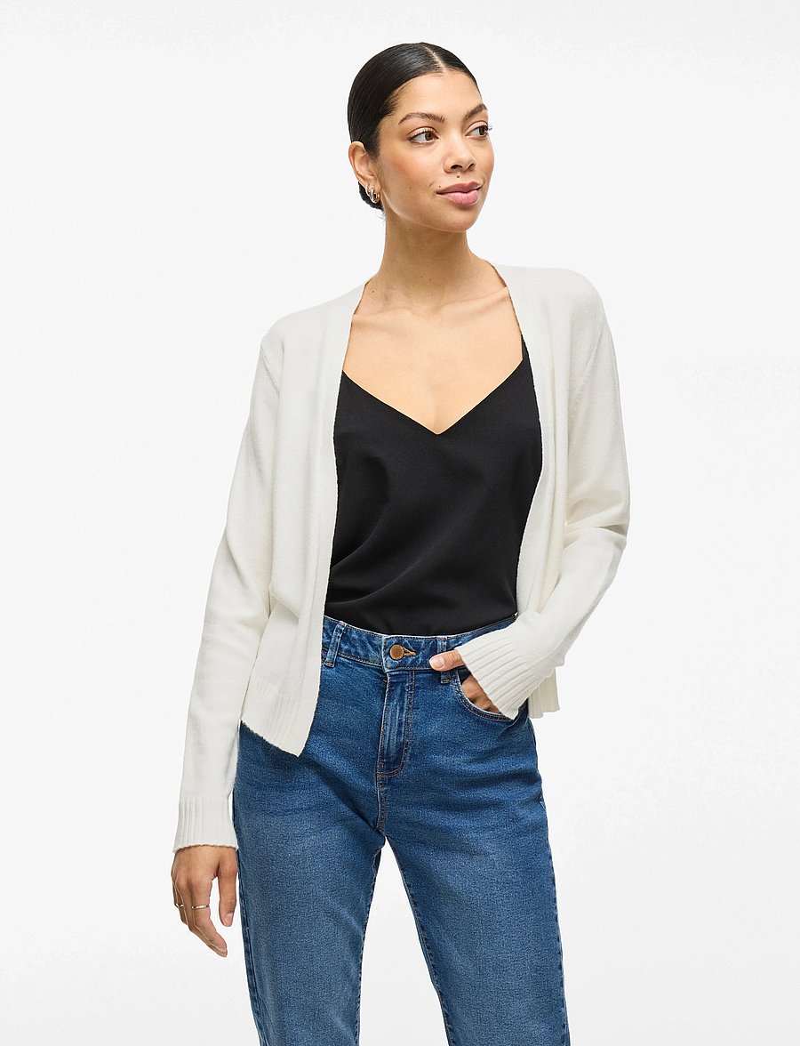 Vila - VIRIL SHORT L/S KNIT CARDIGAN-NOOS - cardigans - white alyssum - 0