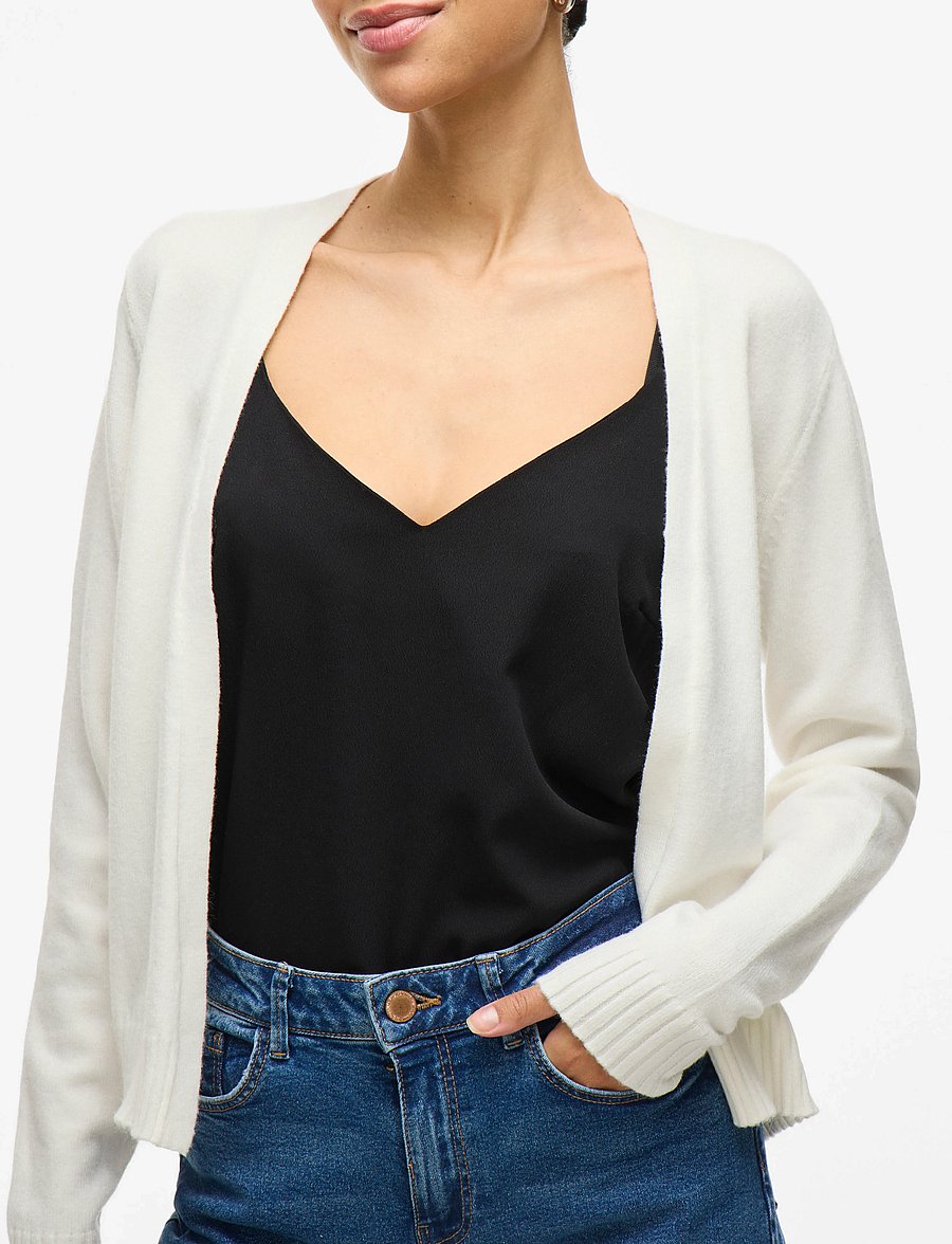 Vila - VIRIL SHORT L/S KNIT CARDIGAN-NOOS - cardigans - white alyssum - 5
