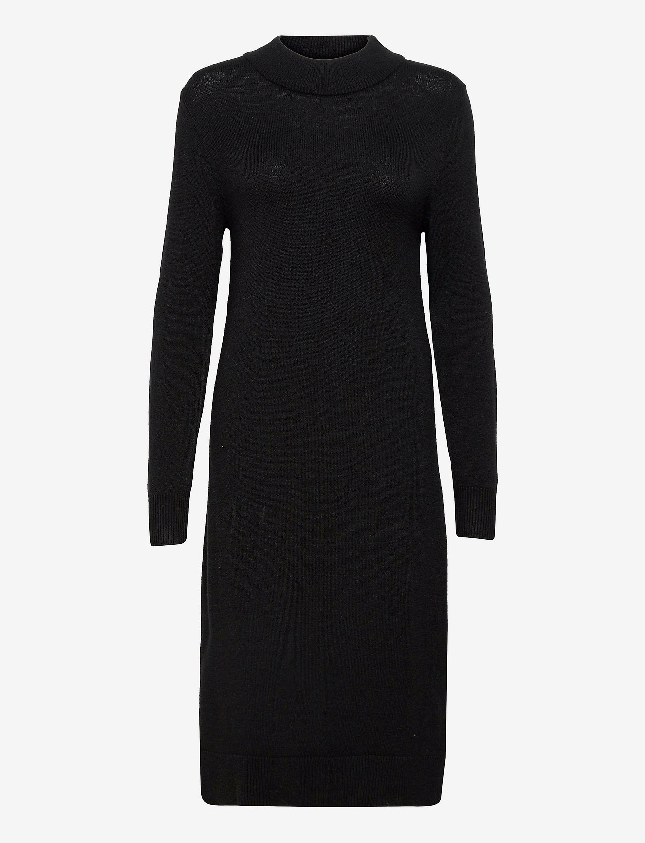 Vila - VIRIL CREW NECK L/S MIDI DRESS - NOOS - knitted dresses - black - 1