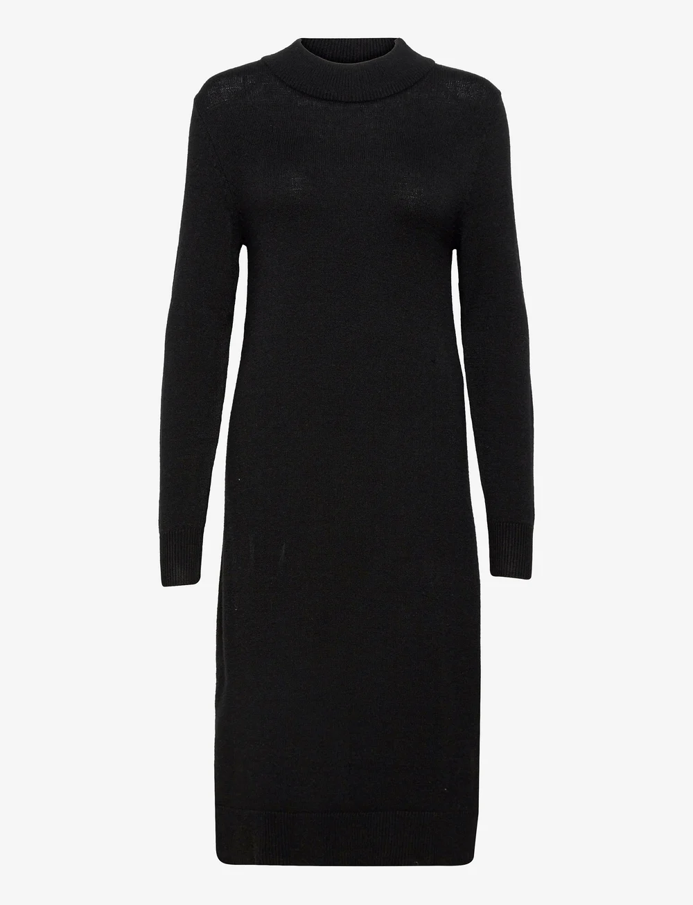 Vila - VIRIL CREW NECK L/S MIDI DRESS - NOOS - strikkjoler - black - 1