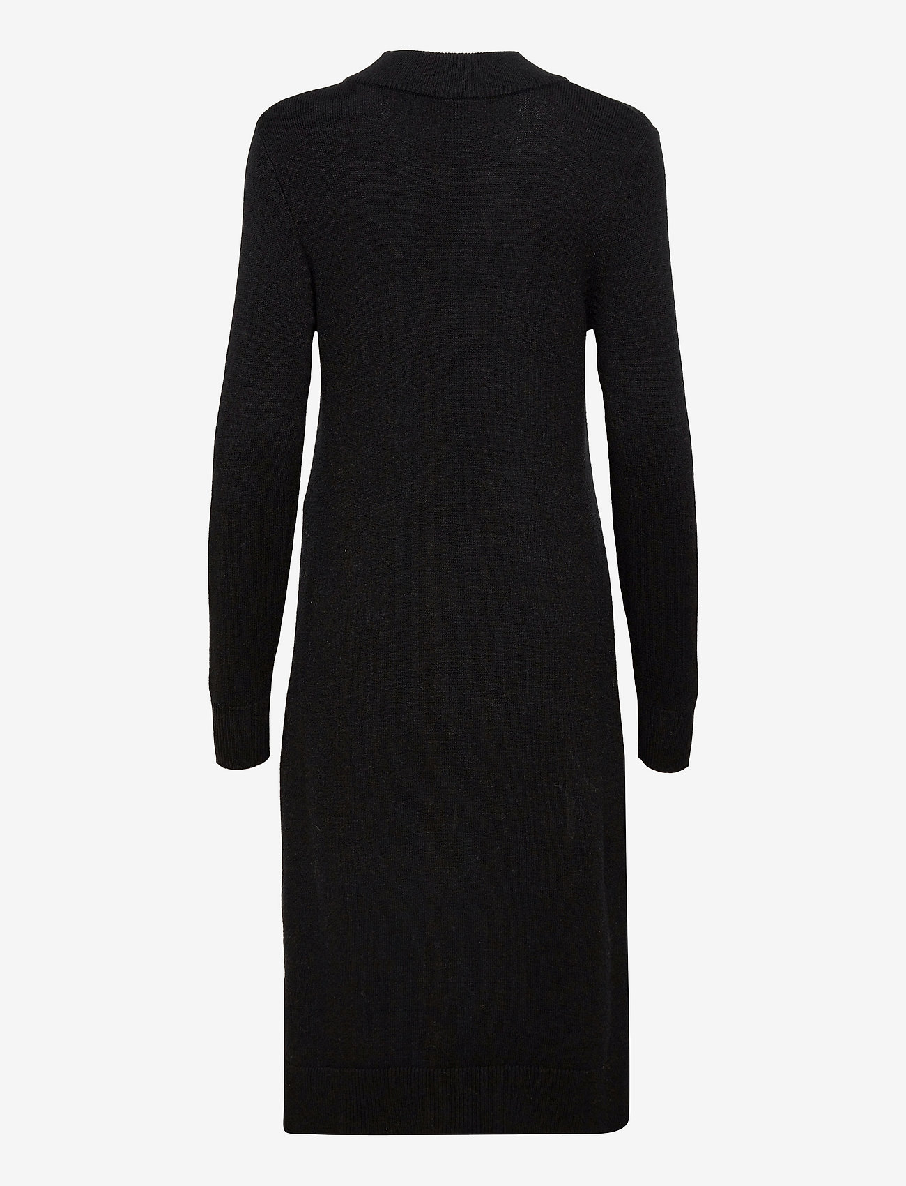 Vila - VIRIL CREW NECK L/S MIDI DRESS - NOOS - stickade klänningar - black - 2